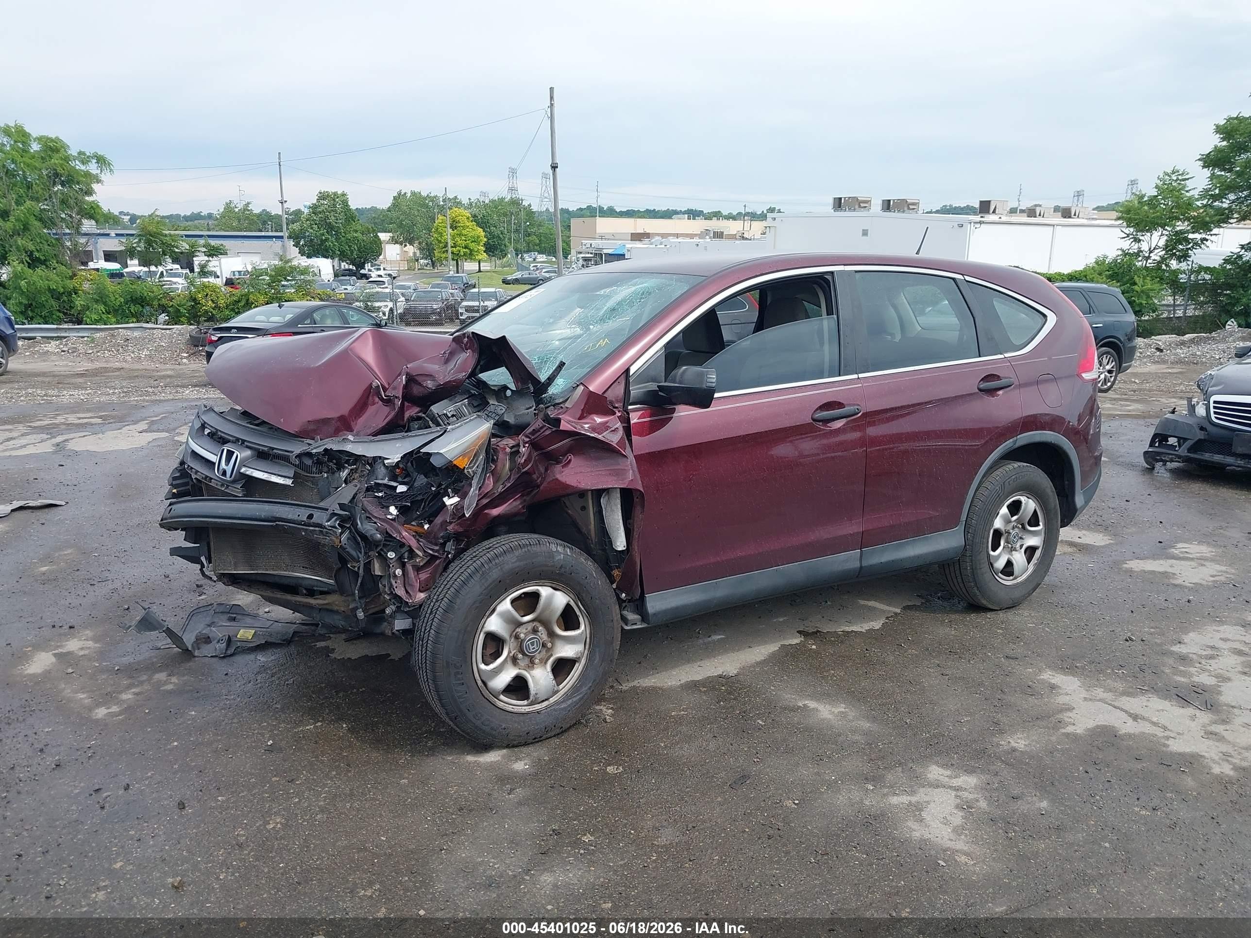 2014 Honda Cr-v Lx Burgundy vin: 5J6RM4H39EL100888
