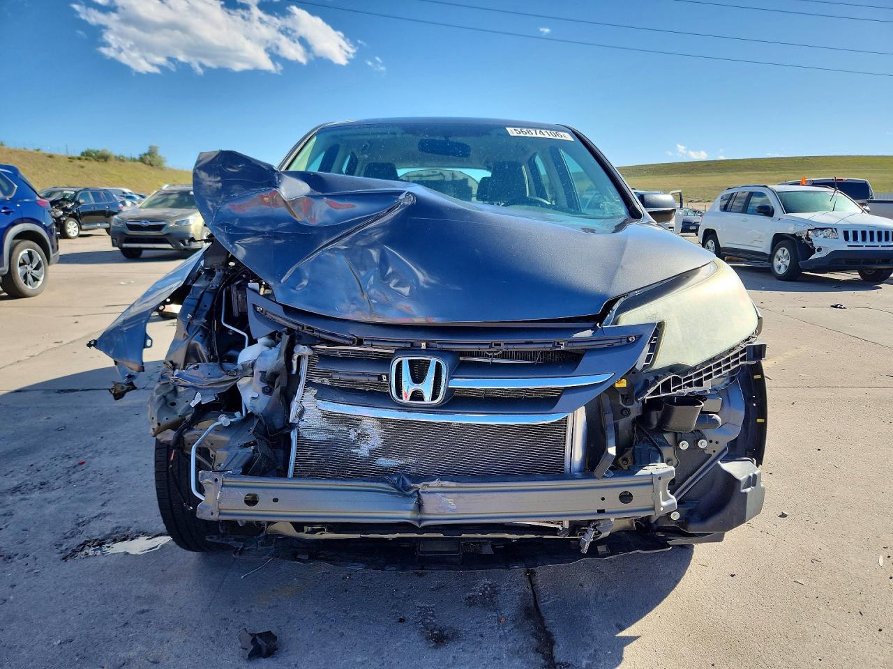 2014 Honda Cr-v Lx Gray vin: 5J6RM4H39EL110191