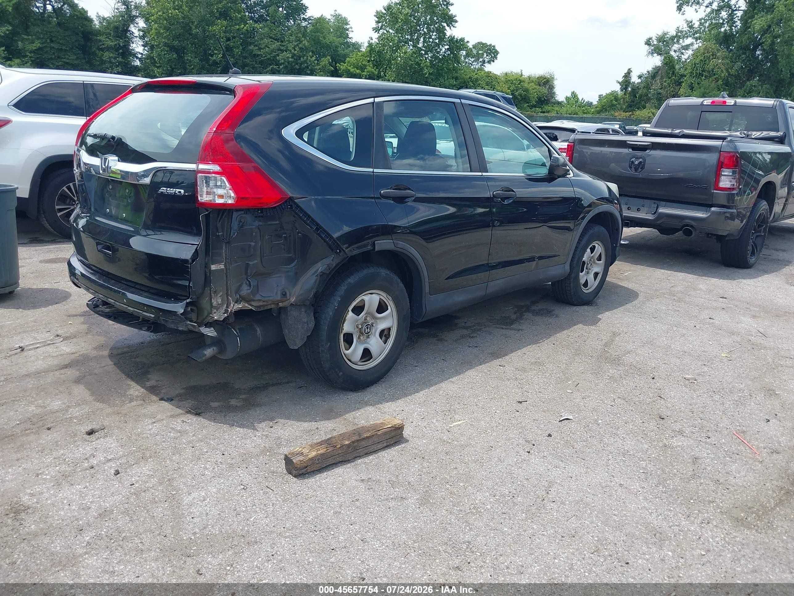 2015 Honda Cr-v Lx Black vin: 5J6RM4H39FL025630