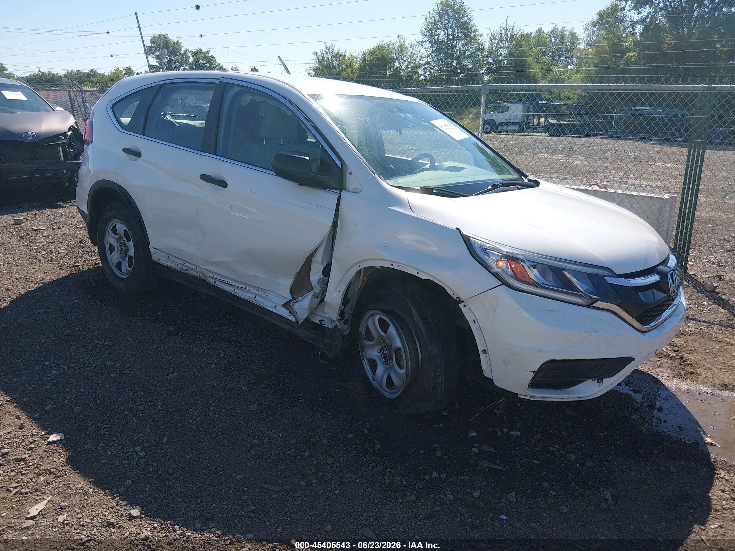 2015 Honda Cr-v Lx White vin: 5J6RM4H39FL052990