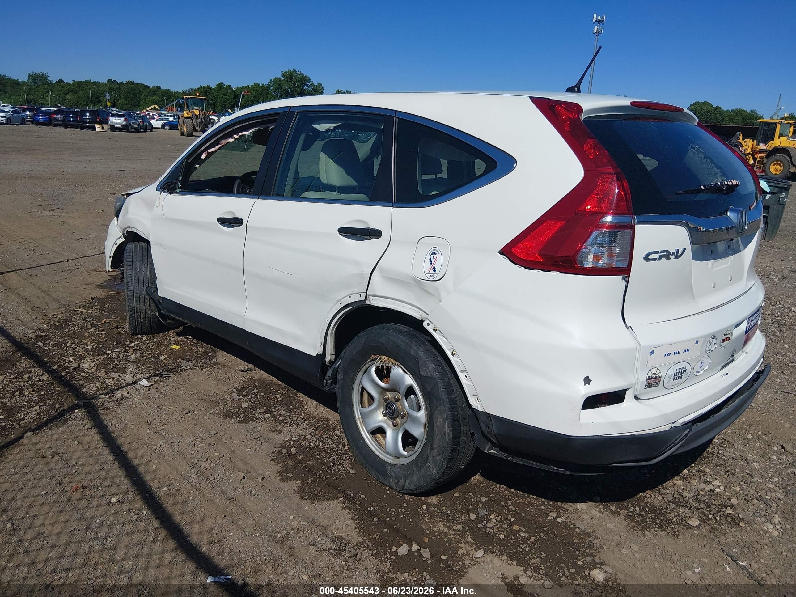 2015 Honda Cr-v Lx White vin: 5J6RM4H39FL052990