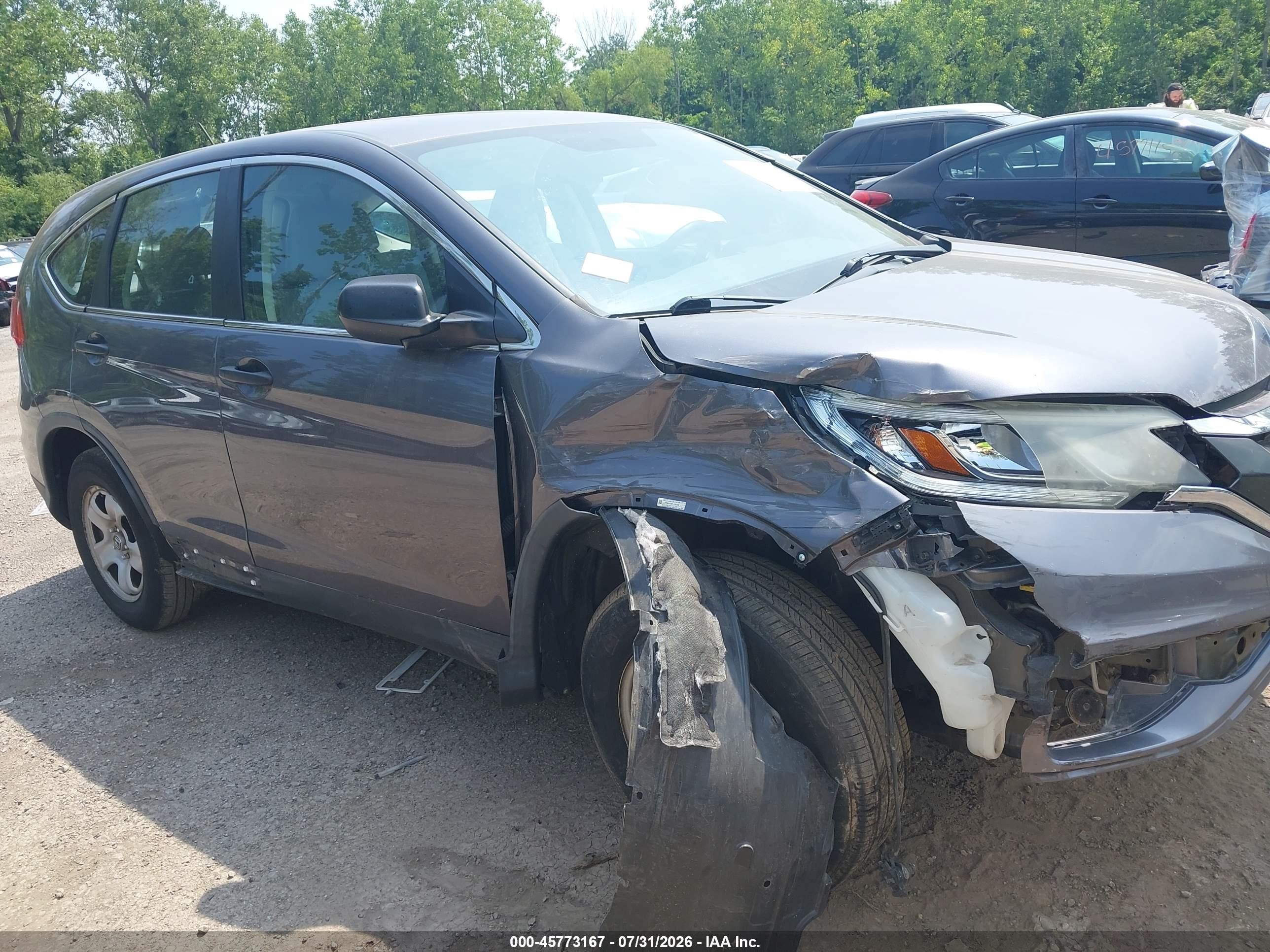 2015 Honda Cr-v Lx Gray vin: 5J6RM4H39FL056389