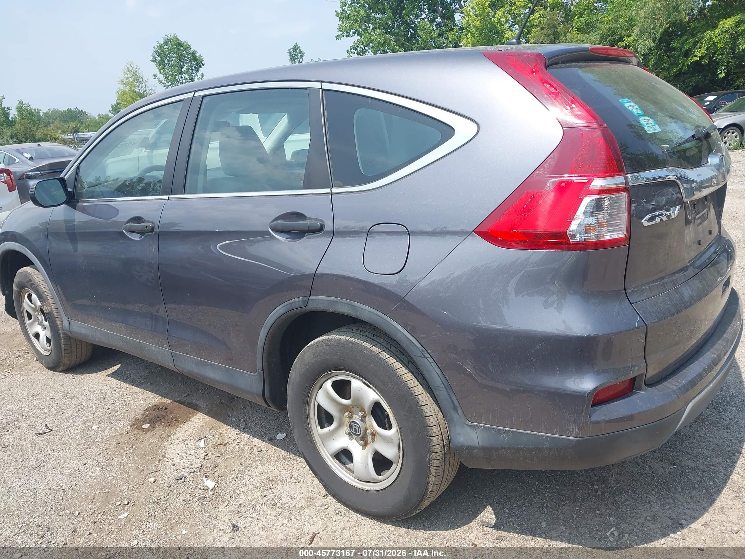 2015 Honda Cr-v Lx Gray vin: 5J6RM4H39FL056389