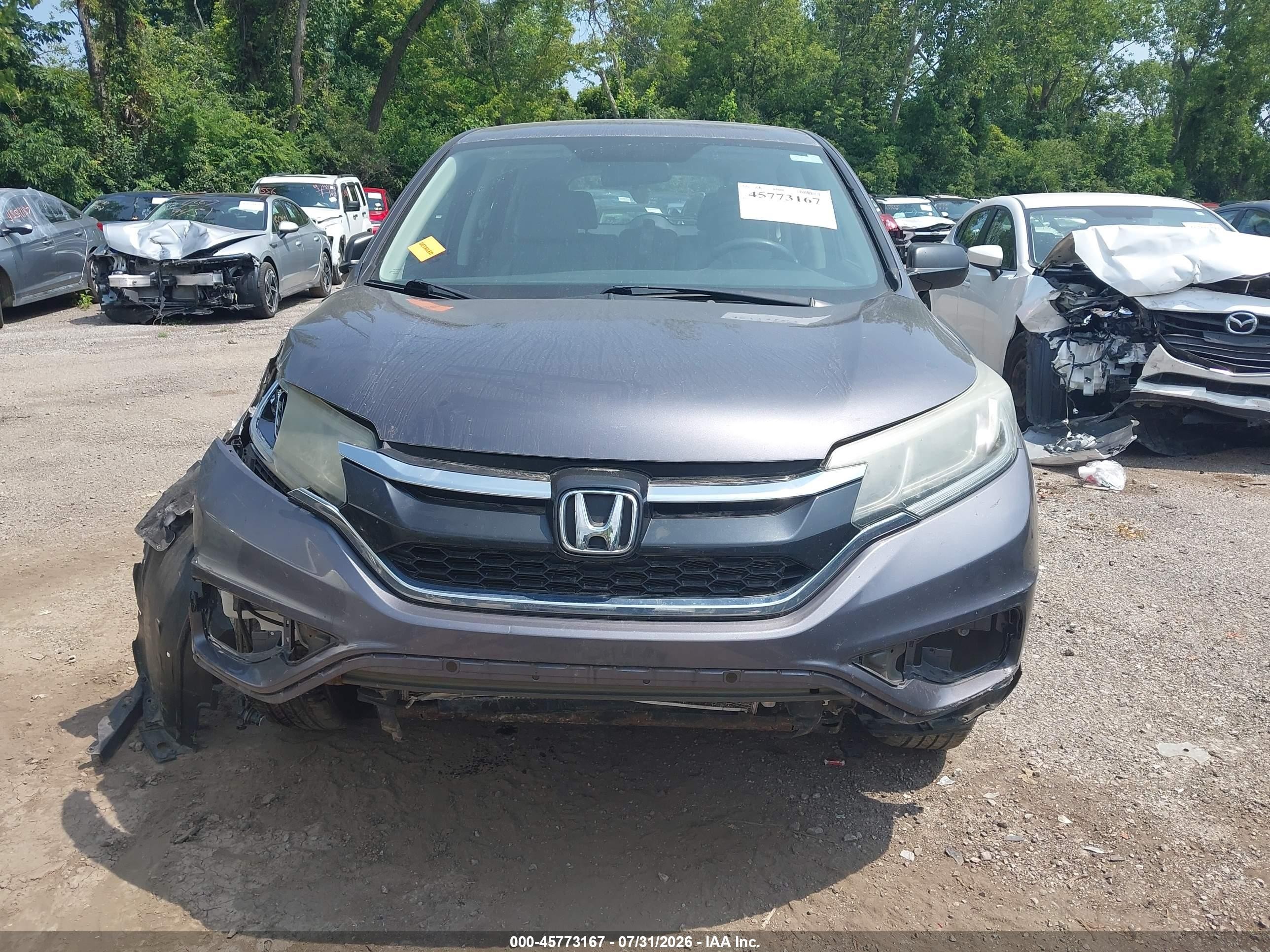 2015 Honda Cr-v Lx Gray vin: 5J6RM4H39FL056389