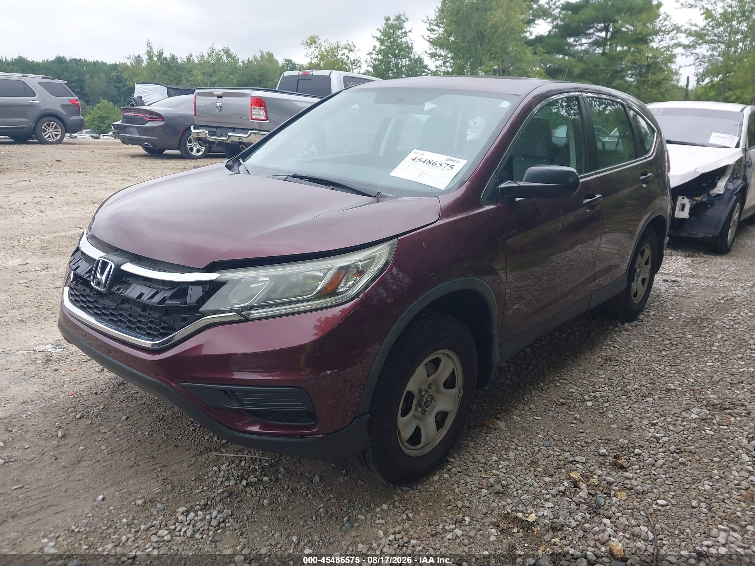 2015 Honda Cr-v Lx Red vin: 5J6RM4H39FL074309