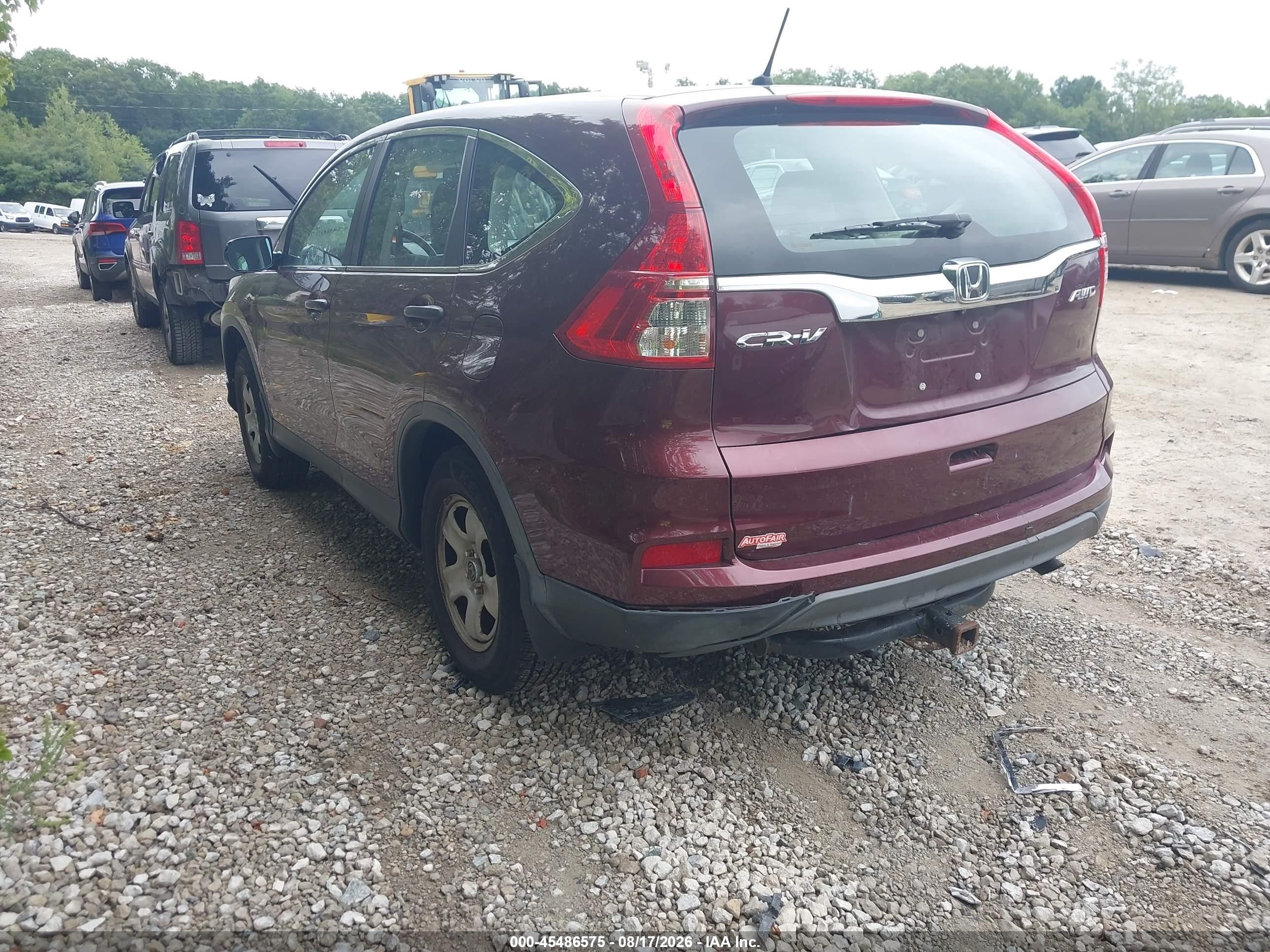 2015 Honda Cr-v Lx Red vin: 5J6RM4H39FL074309
