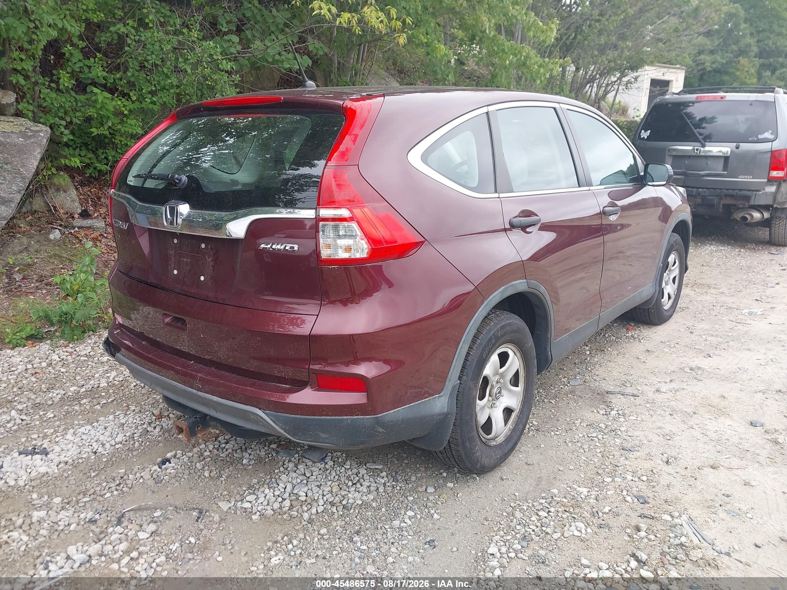 2015 Honda Cr-v Lx Red vin: 5J6RM4H39FL074309