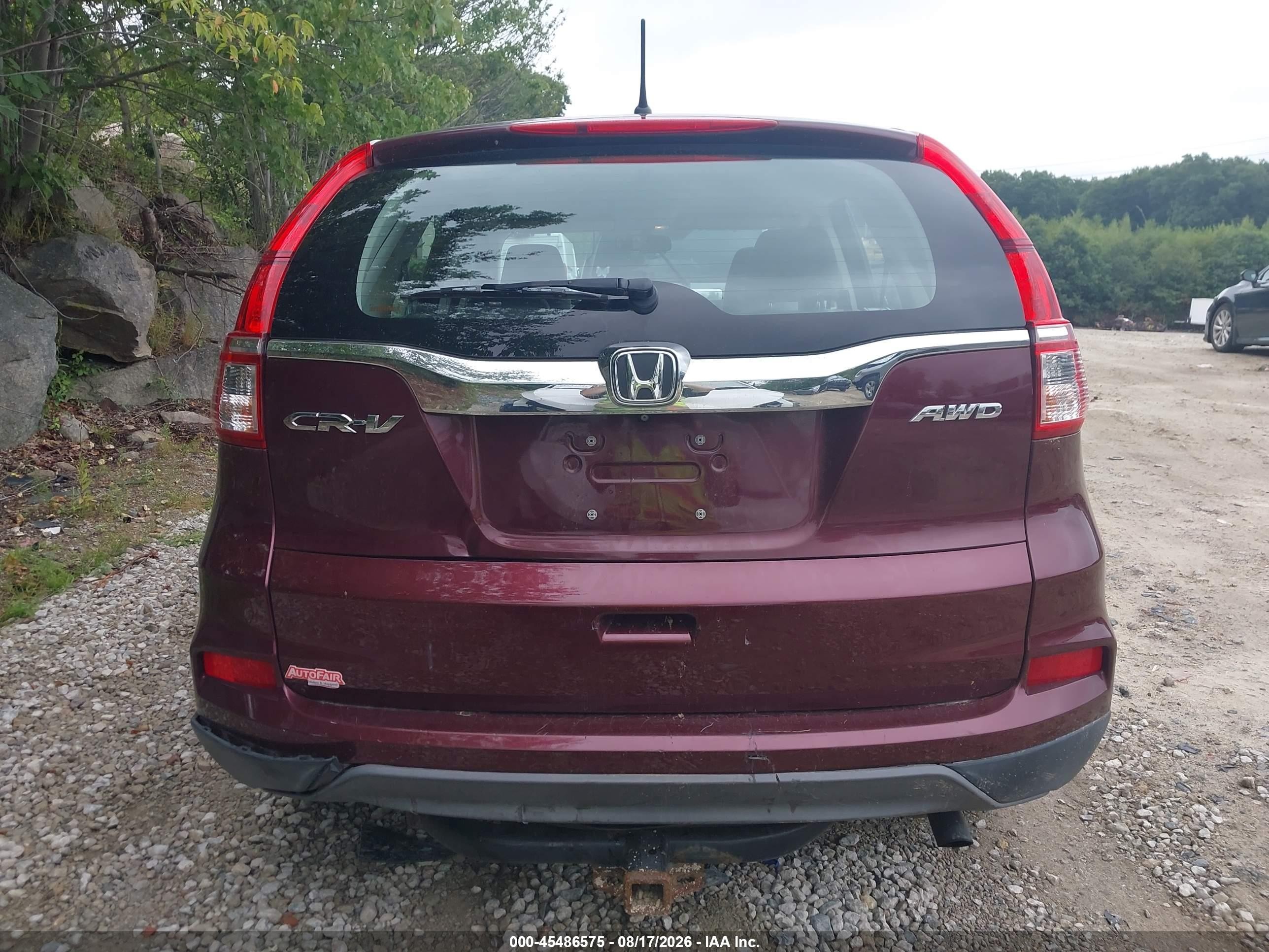 2015 Honda Cr-v Lx Red vin: 5J6RM4H39FL074309