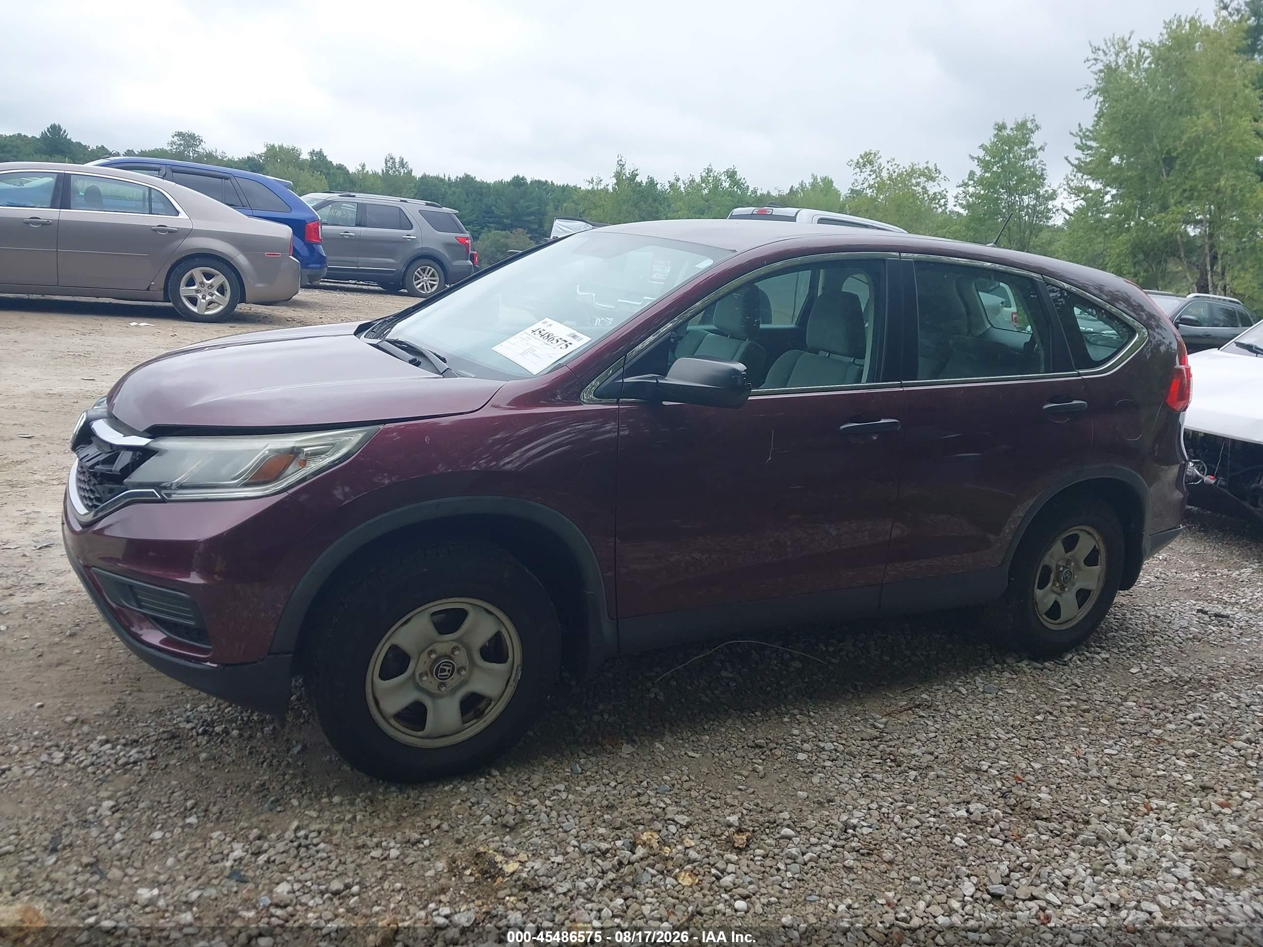2015 Honda Cr-v Lx Red vin: 5J6RM4H39FL074309