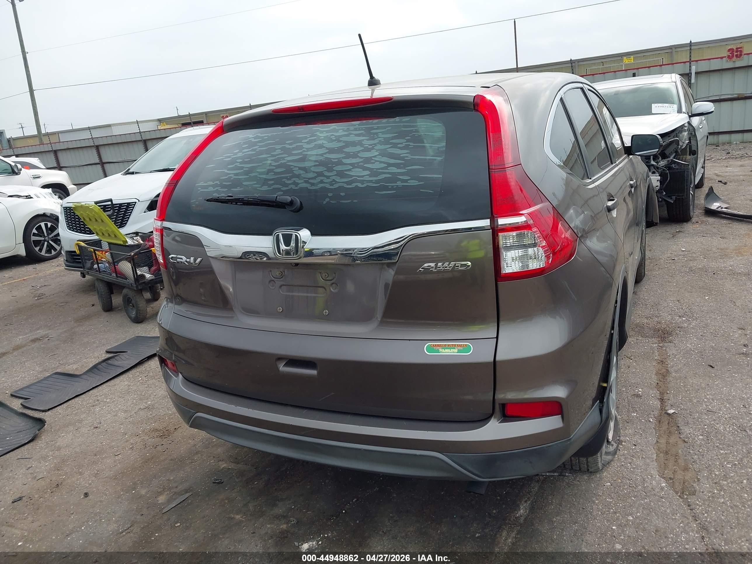 2015 Honda Cr-v Lx Brown vin: 5J6RM4H39FL100651