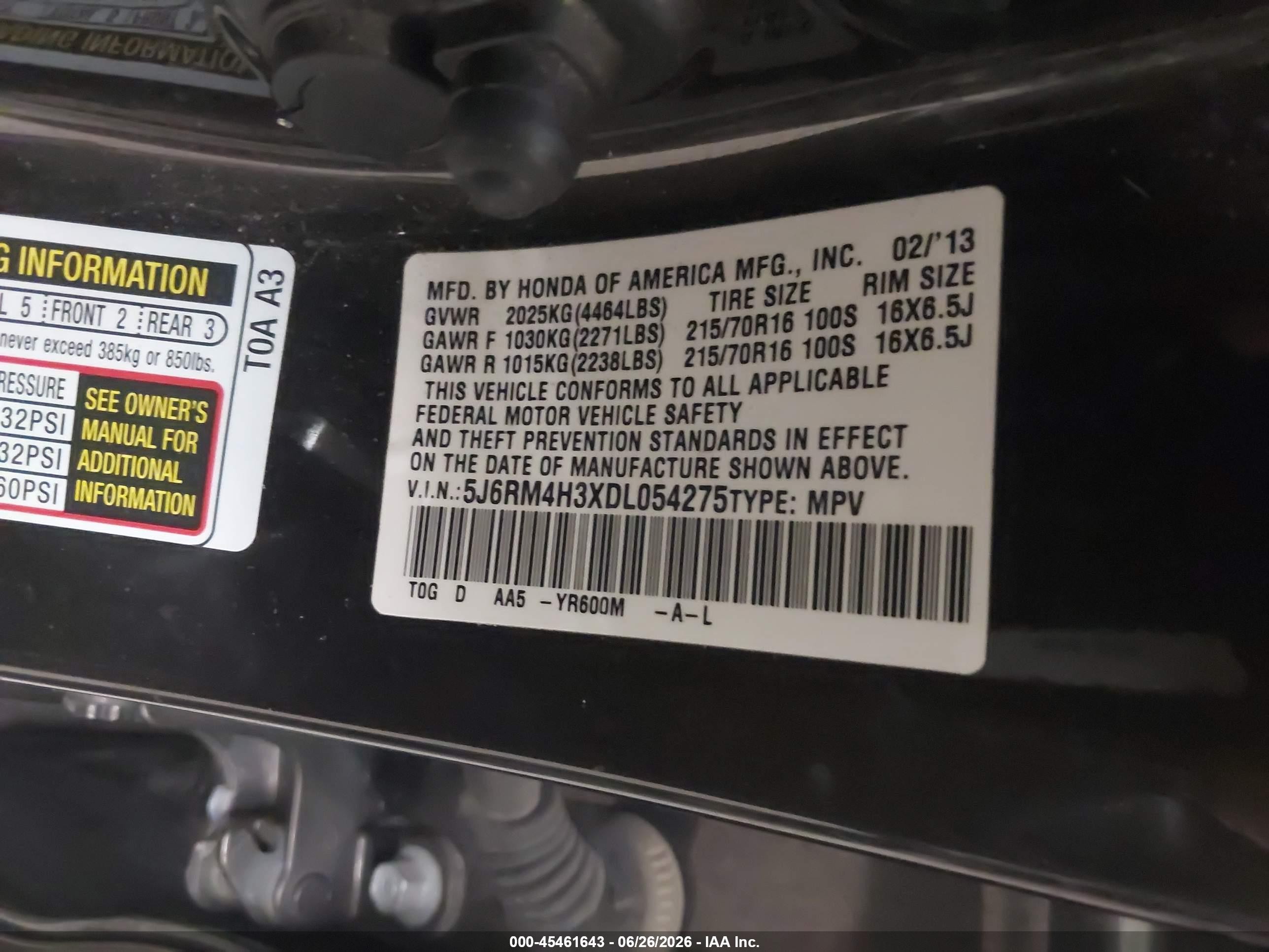 2013 Honda Cr-v Lx Black vin: 5J6RM4H3XDL054275