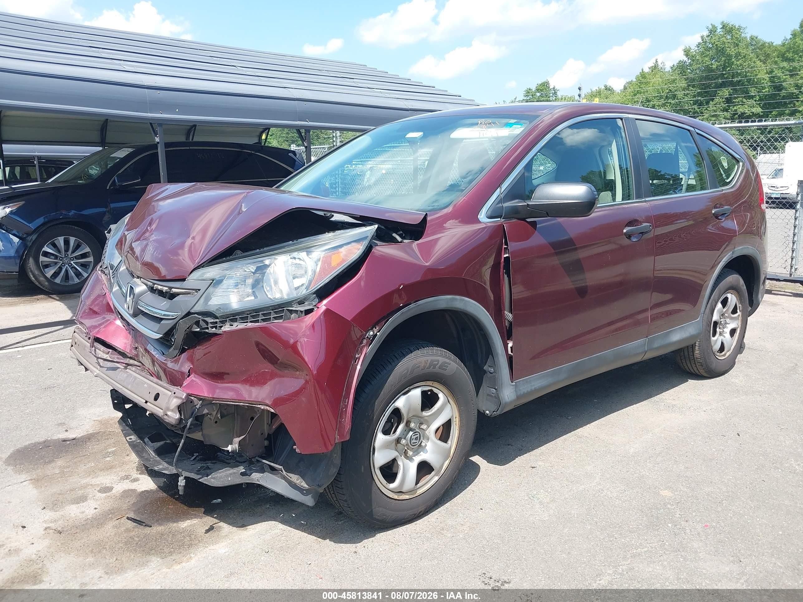 2014 Honda Cr-v Lx Burgundy vin: 5J6RM4H3XEL007149