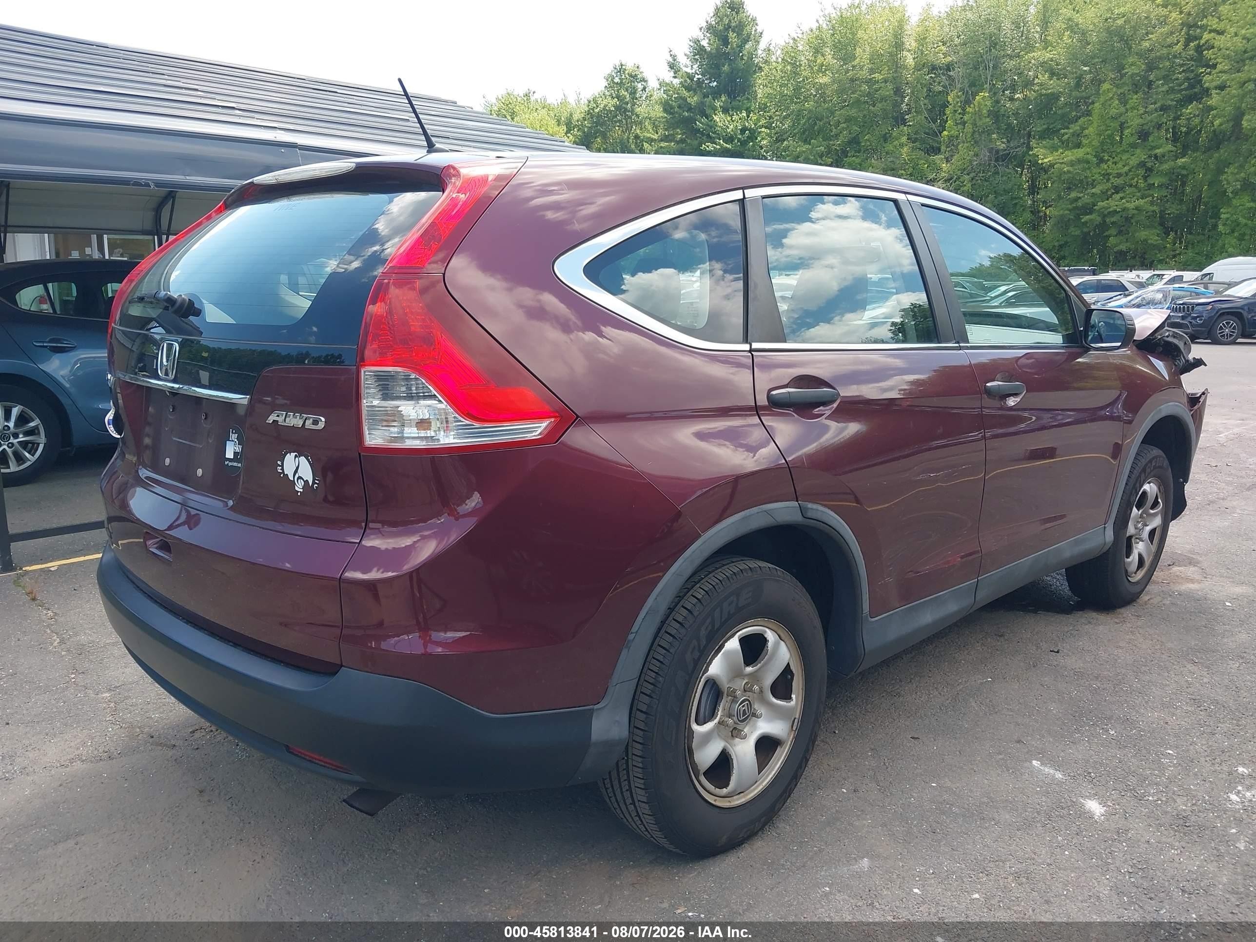 2014 Honda Cr-v Lx Burgundy vin: 5J6RM4H3XEL007149