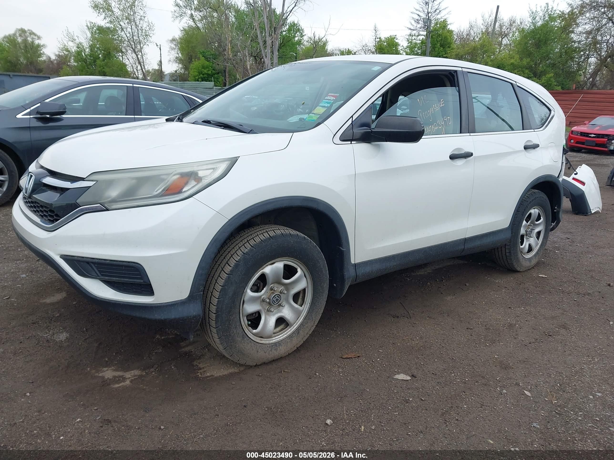 2015 Honda Cr-v Lx White vin: 5J6RM4H3XFL009484