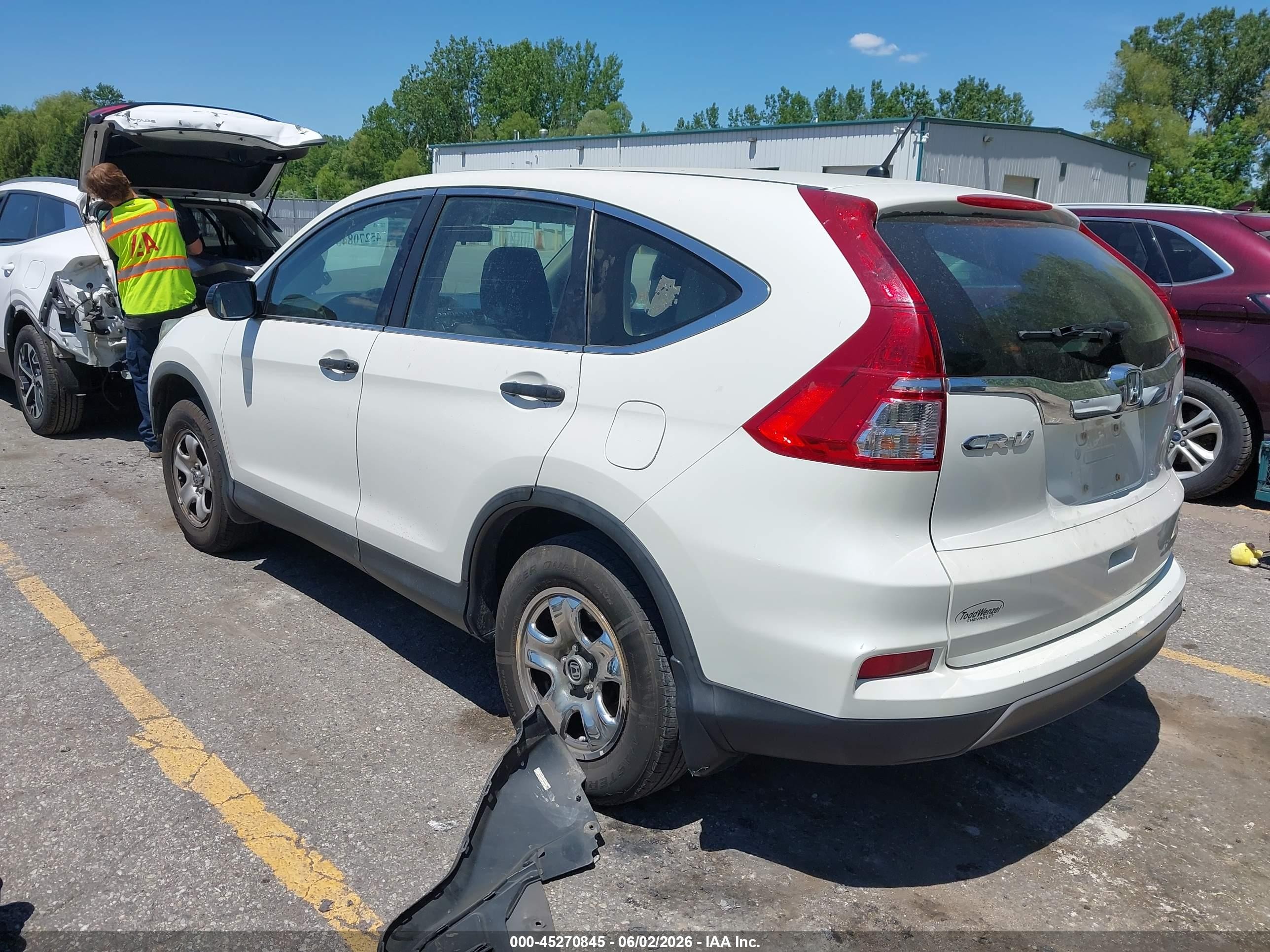2015 Honda Cr-v Lx Белый vin: 5J6RM4H3XFL030125