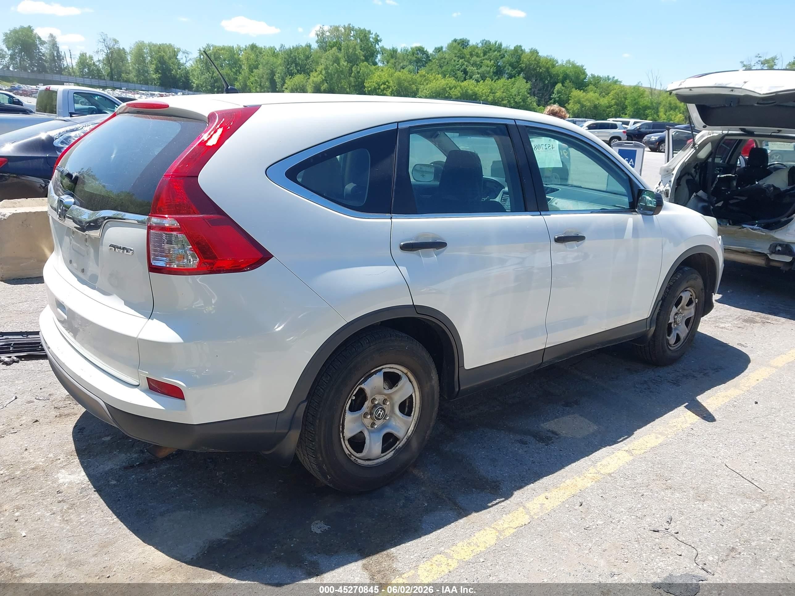 2015 Honda Cr-v Lx Белый vin: 5J6RM4H3XFL030125