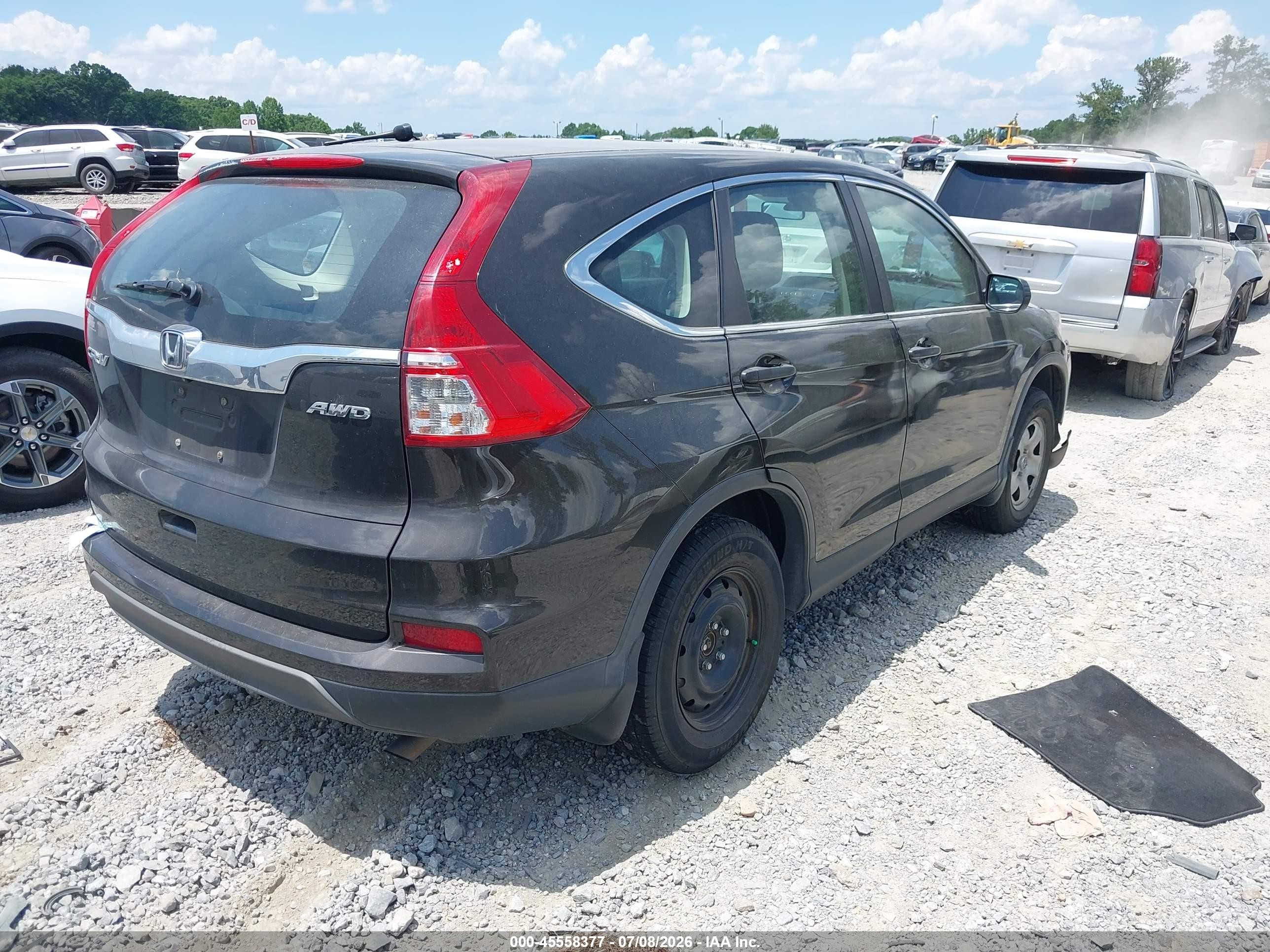 2015 Honda Cr-v Lx Black vin: 5J6RM4H3XFL050391
