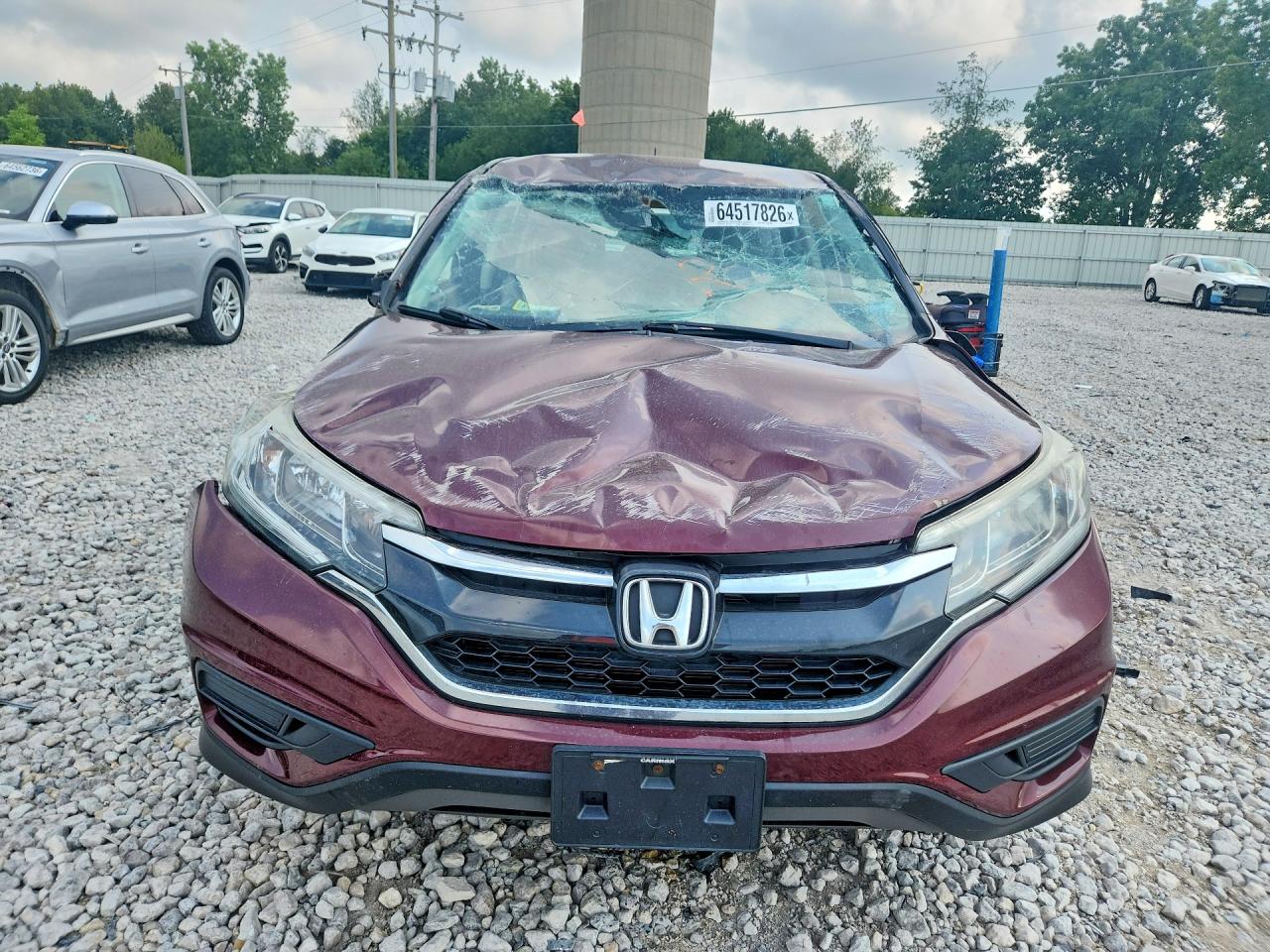 2015 Honda Cr-v Lx Burgundy vin: 5J6RM4H3XFL064100