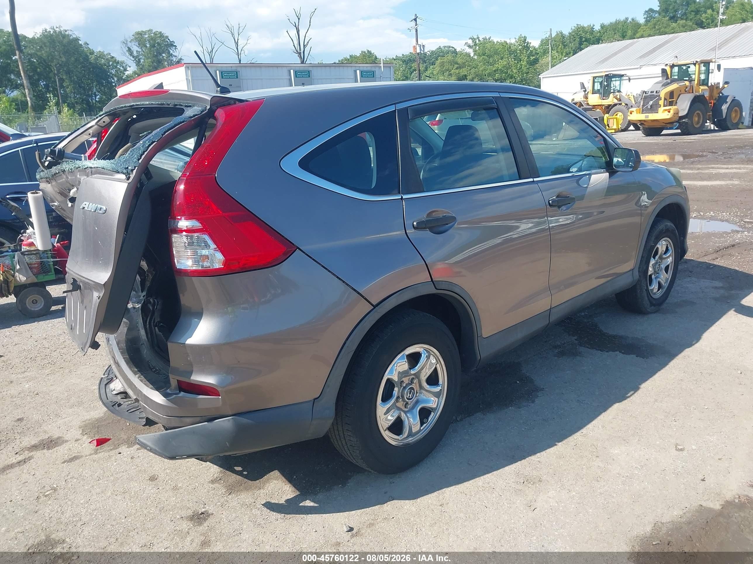 2015 Honda Cr-v Lx Серый vin: 5J6RM4H3XFL067272