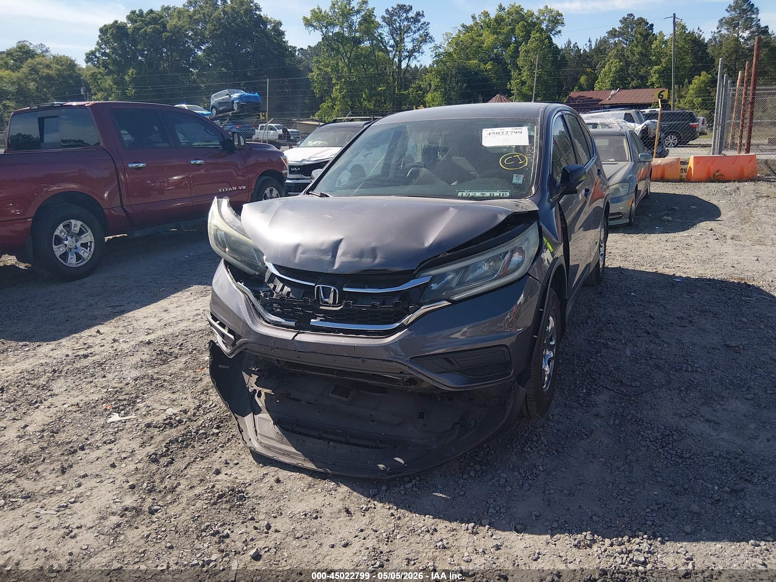 2015 Honda Cr-v Lx Gray vin: 5J6RM4H3XFL079535