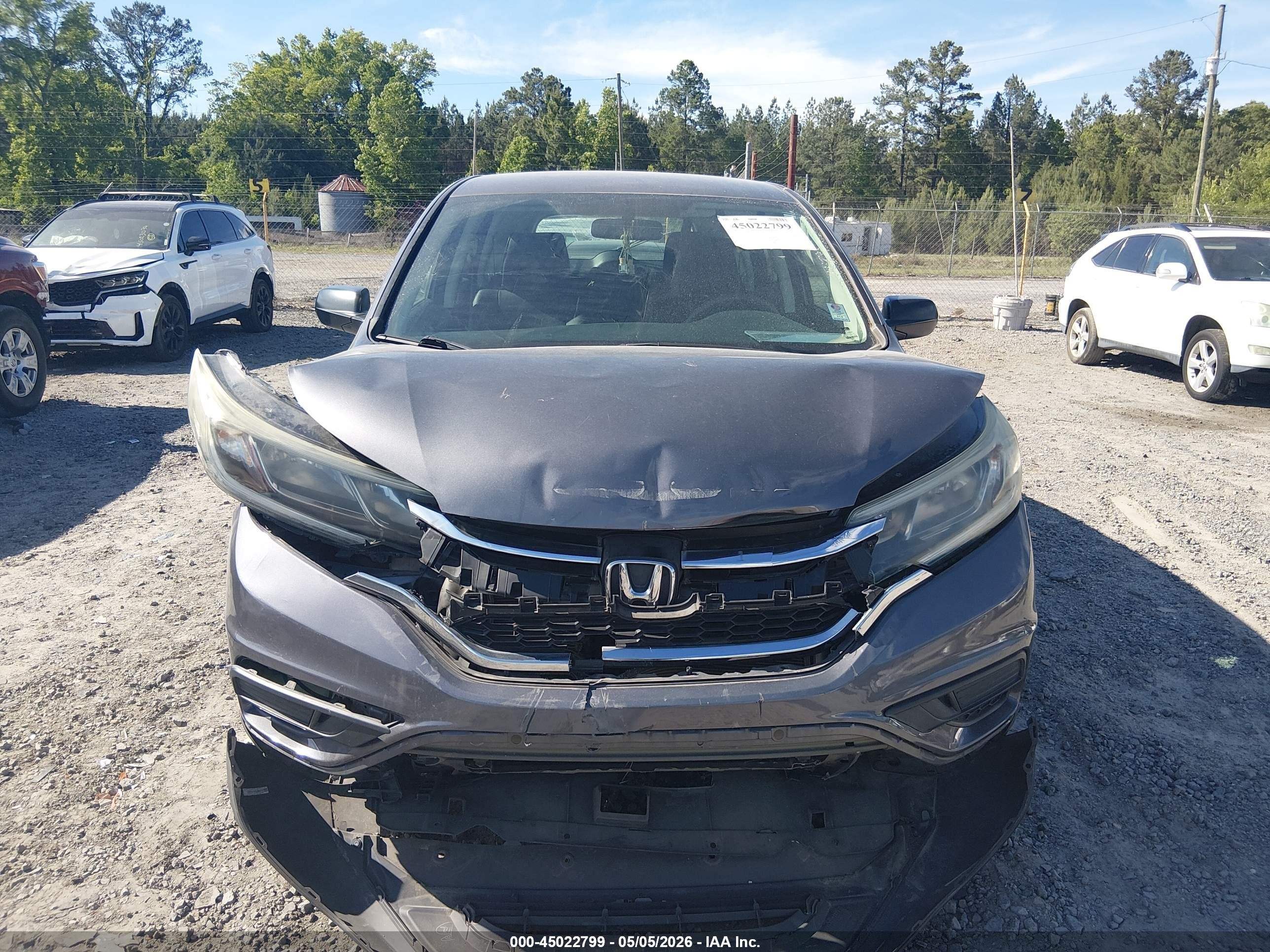 2015 Honda Cr-v Lx Gray vin: 5J6RM4H3XFL079535