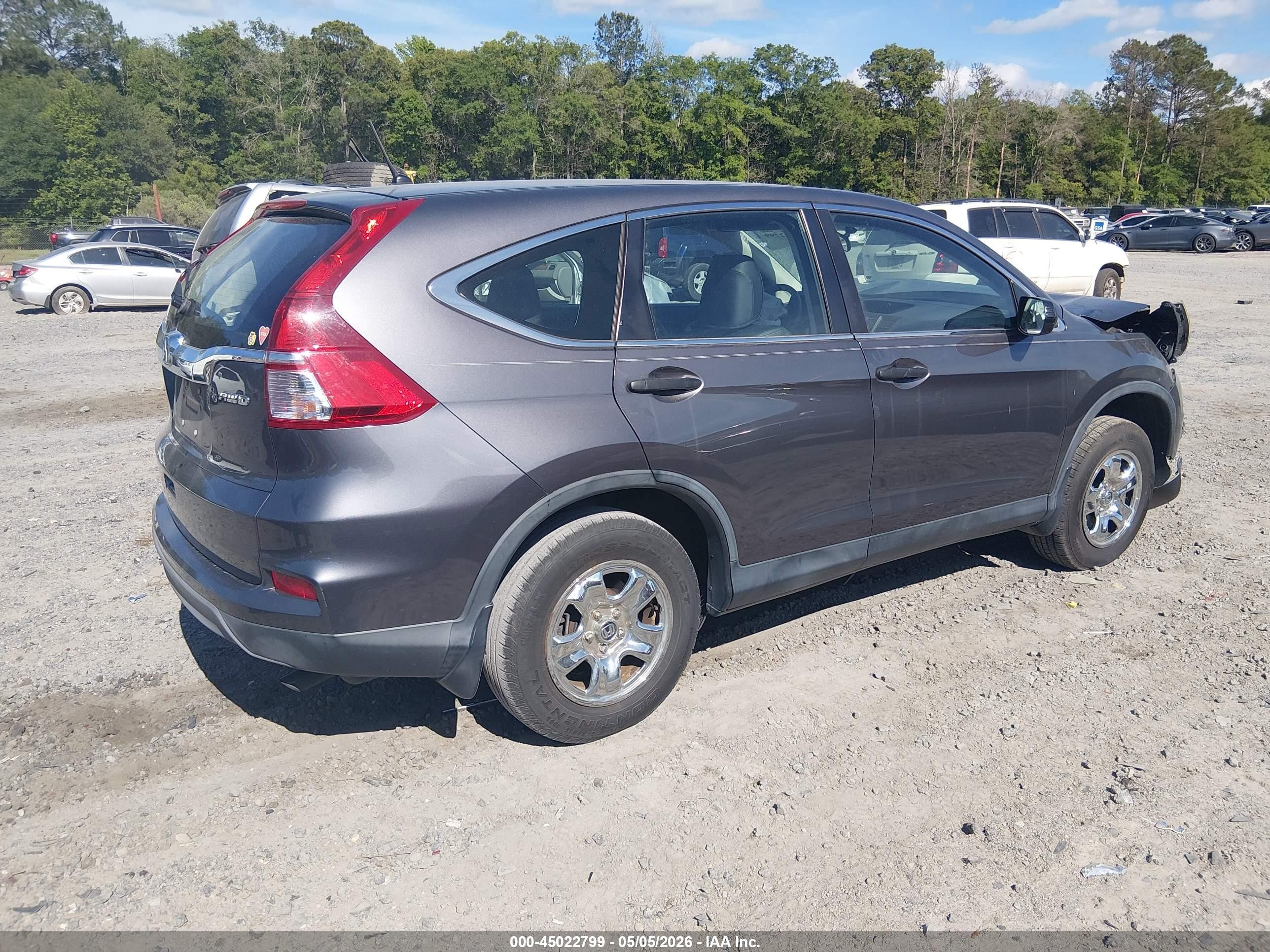 2015 Honda Cr-v Lx Gray vin: 5J6RM4H3XFL079535