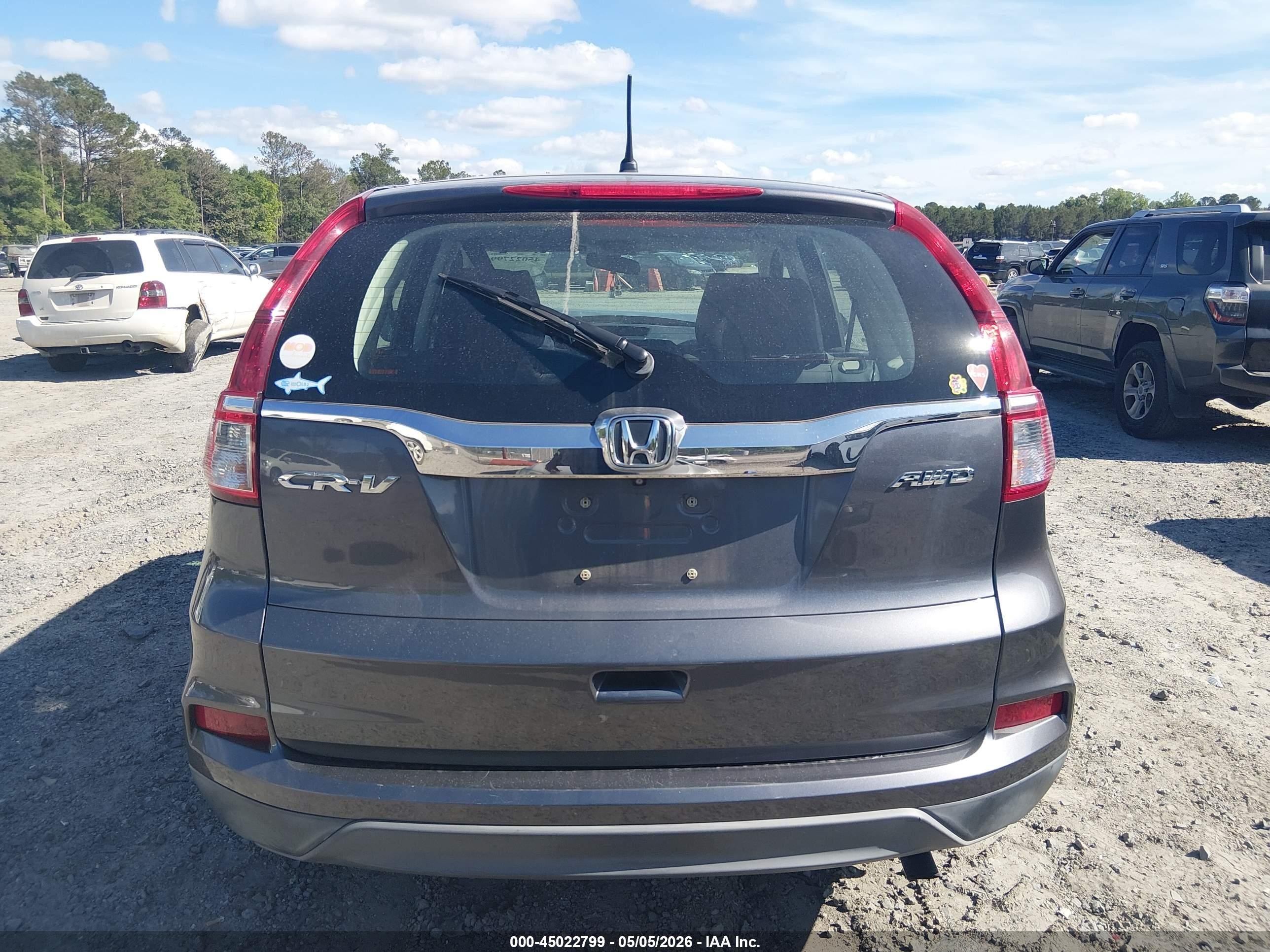 2015 Honda Cr-v Lx Gray vin: 5J6RM4H3XFL079535