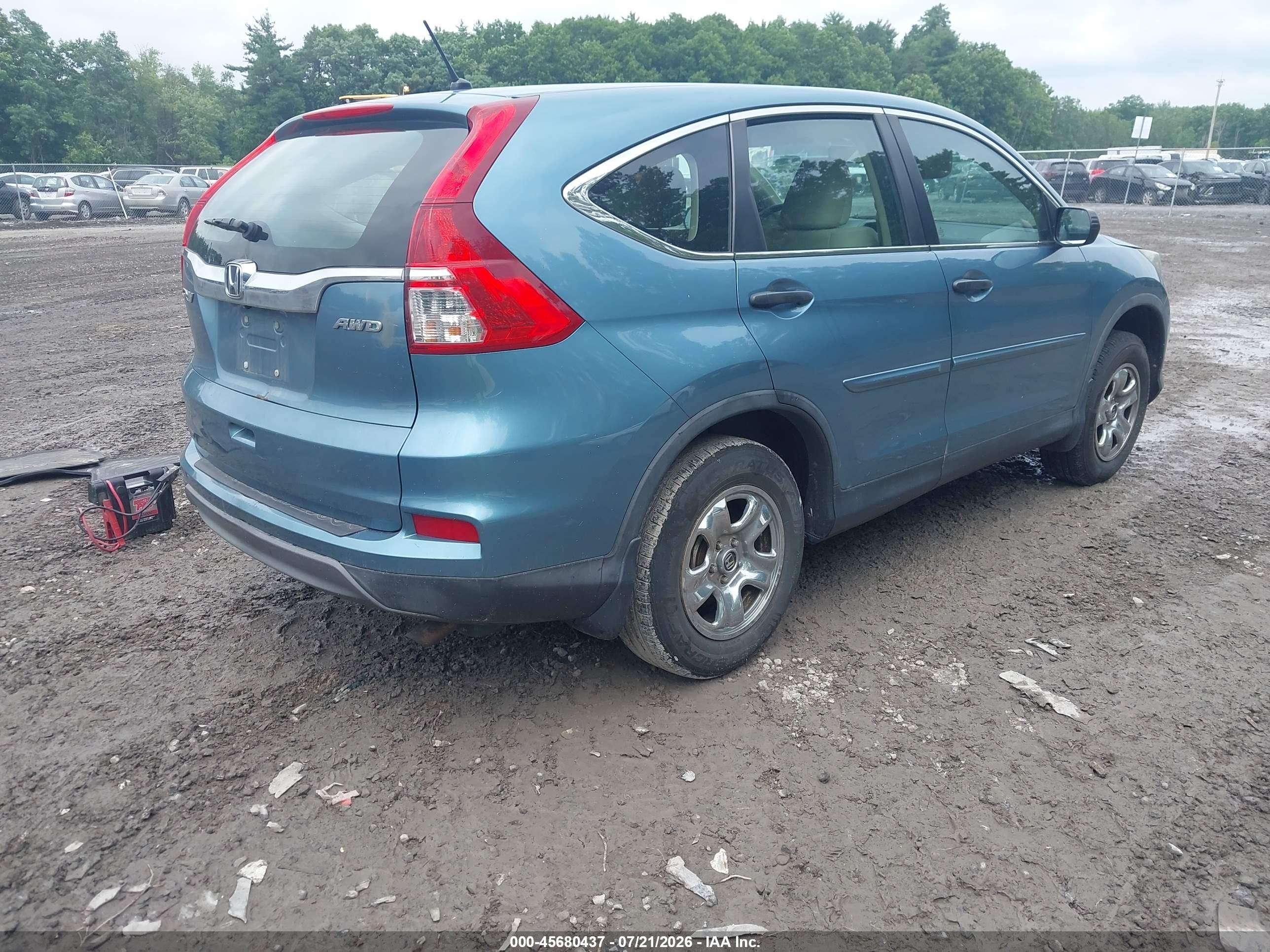 2015 Honda Cr-v Lx Blue vin: 5J6RM4H3XFL088090