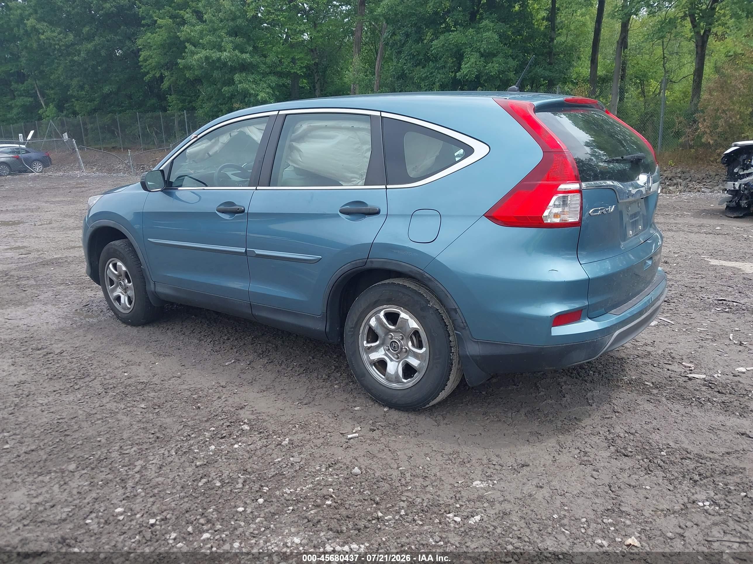2015 Honda Cr-v Lx Blue vin: 5J6RM4H3XFL088090