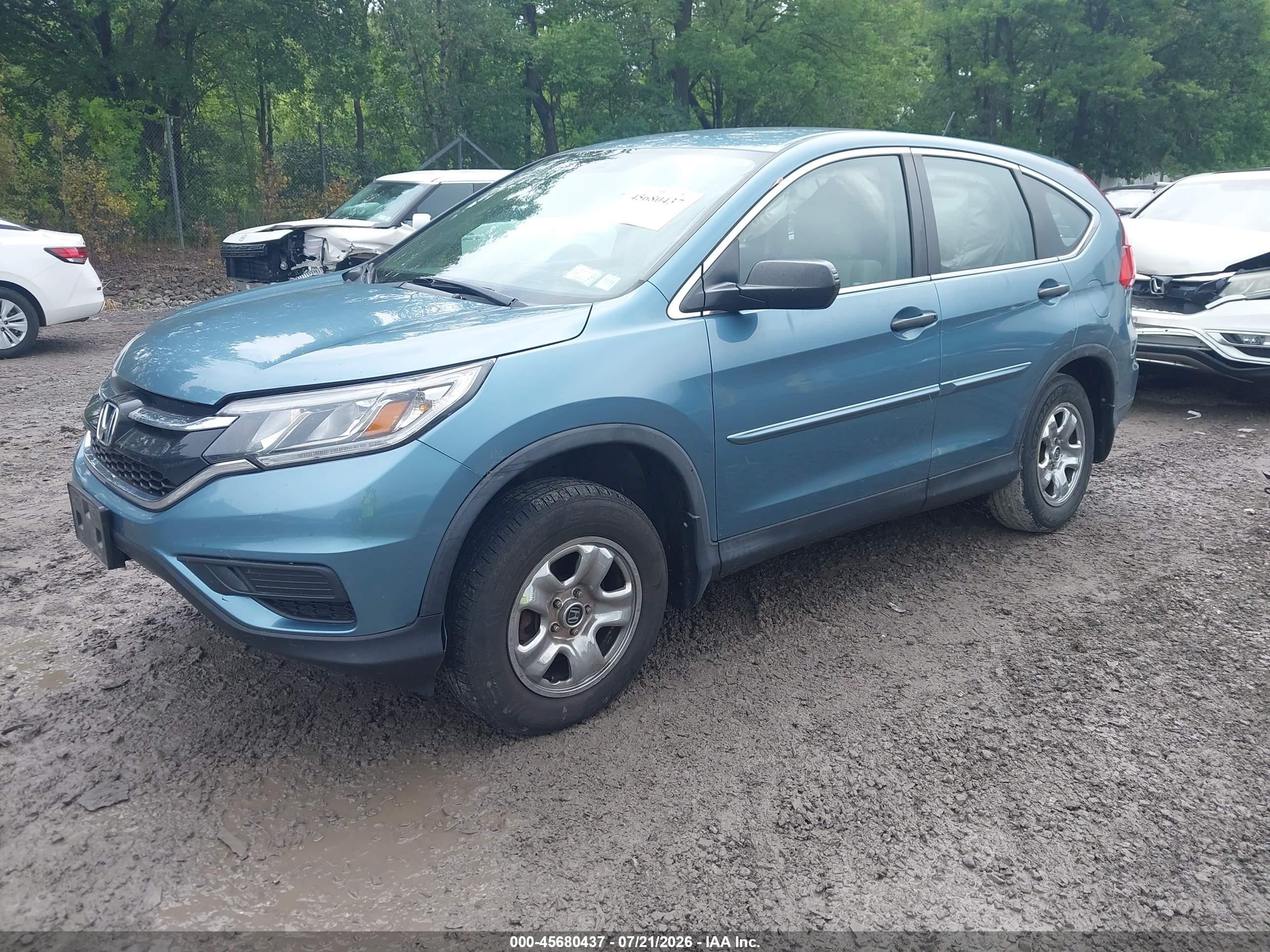 2015 Honda Cr-v Lx Blue vin: 5J6RM4H3XFL088090