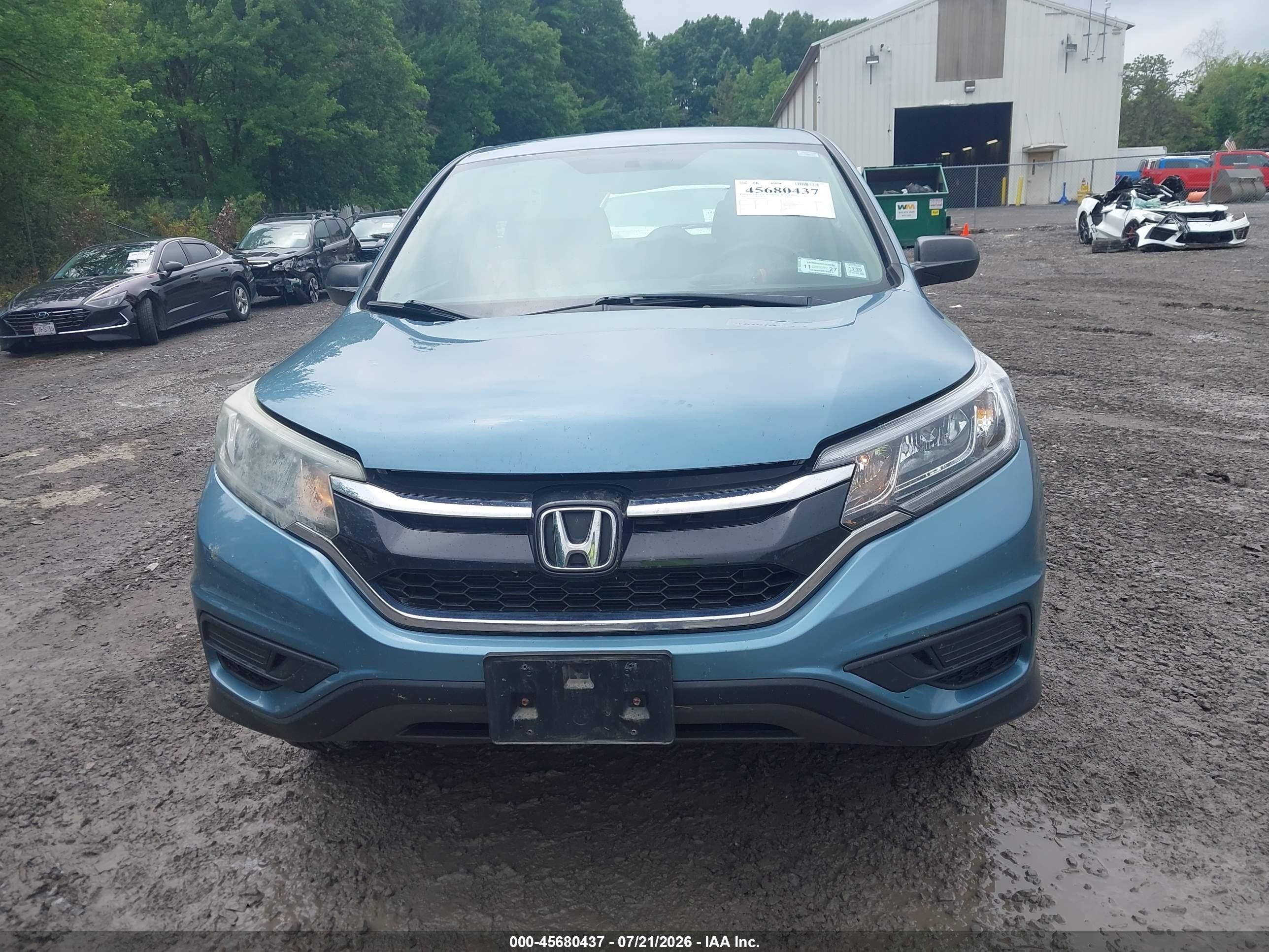 2015 Honda Cr-v Lx Blue vin: 5J6RM4H3XFL088090
