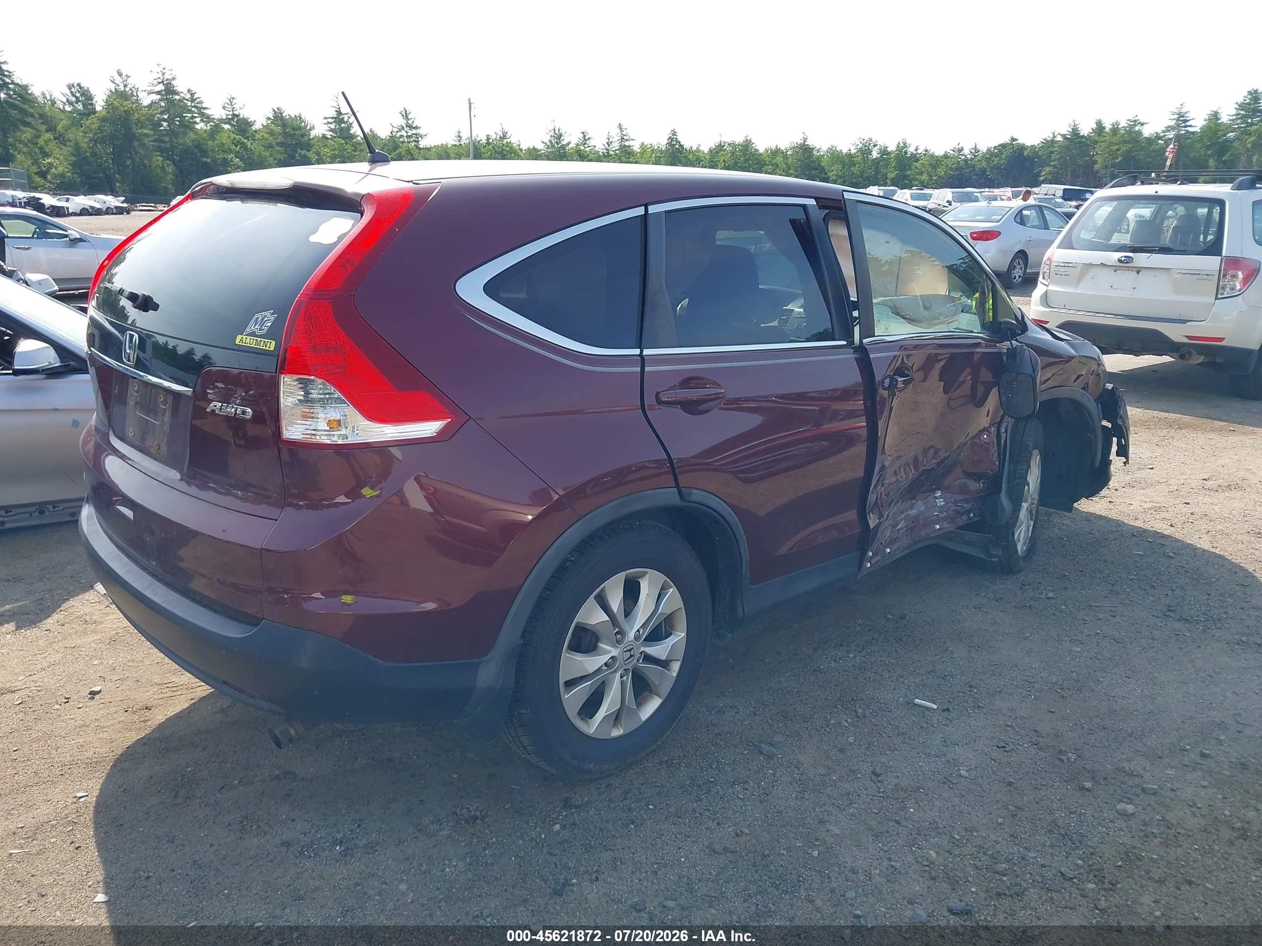 2012 Honda Cr-v Ex Maroon vin: 5J6RM4H50CL014027