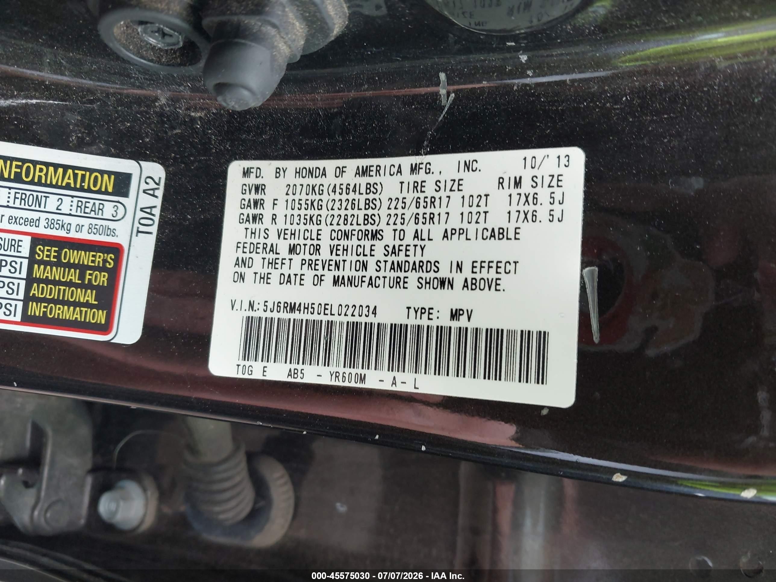 2014 Honda Cr-v Ex Gray vin: 5J6RM4H50EL022034