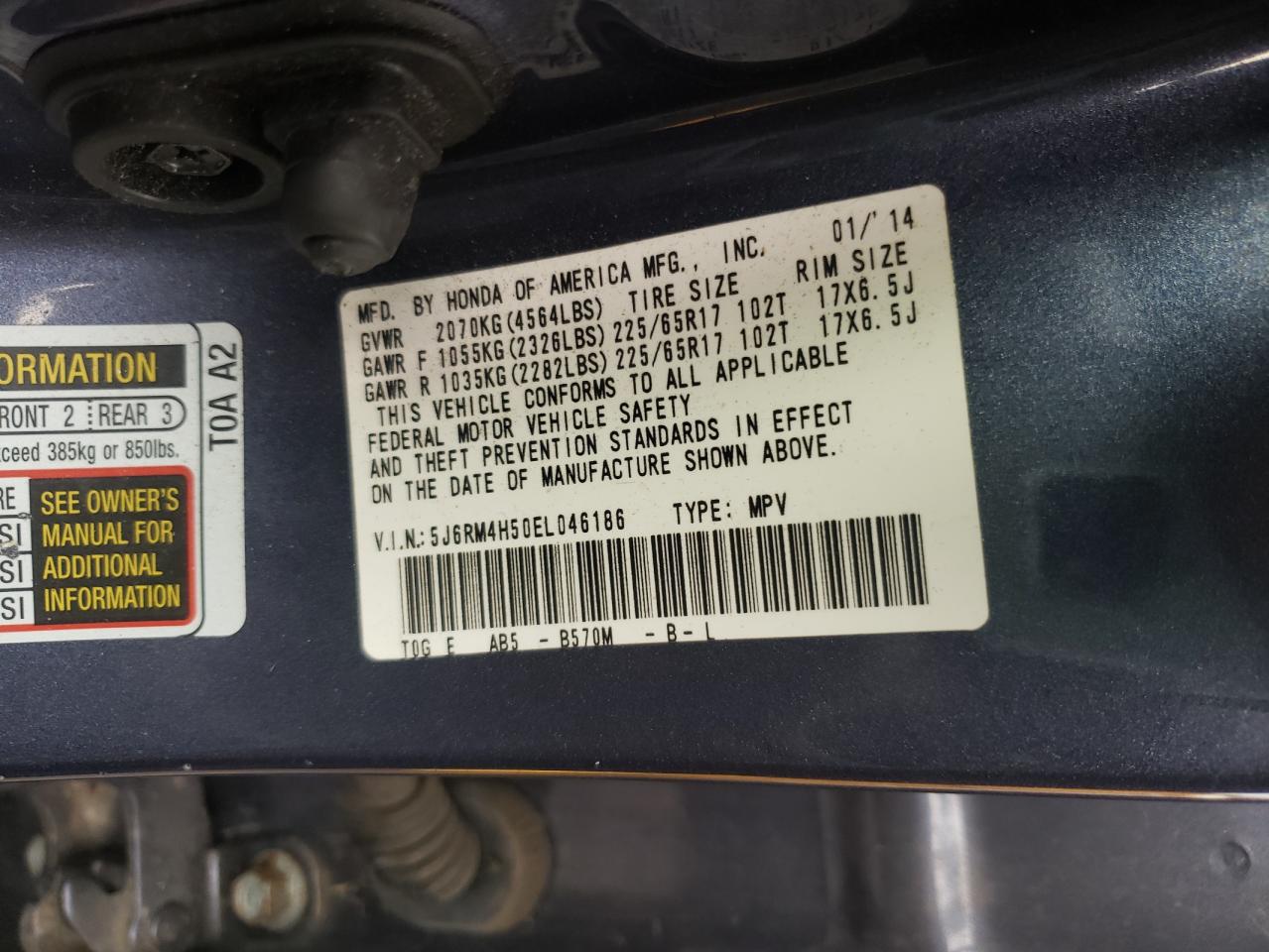 2014 Honda Cr-v Ex Purple vin: 5J6RM4H50EL046186