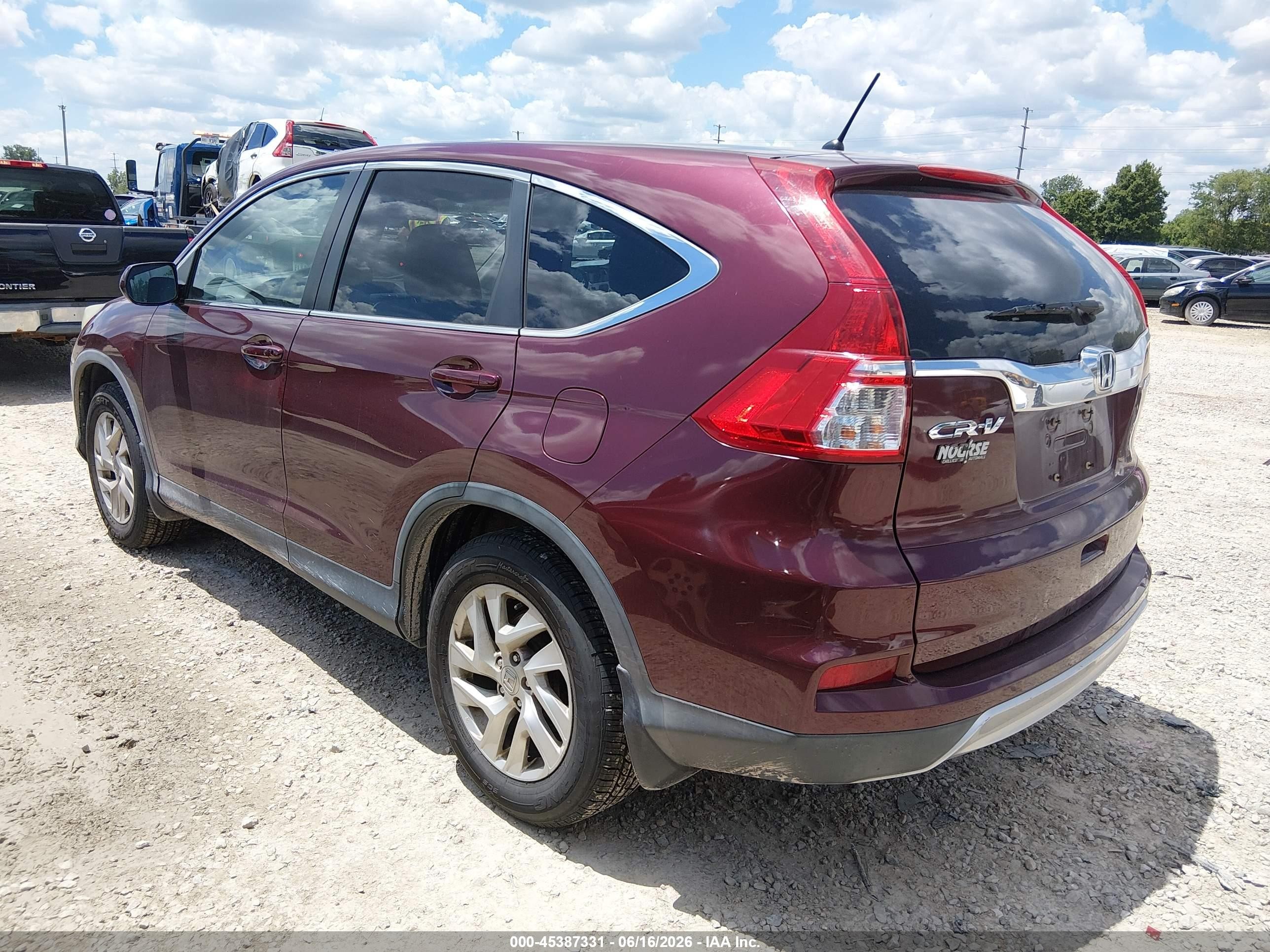 2015 Honda Cr-v Ex Burgundy vin: 5J6RM4H50FL022892