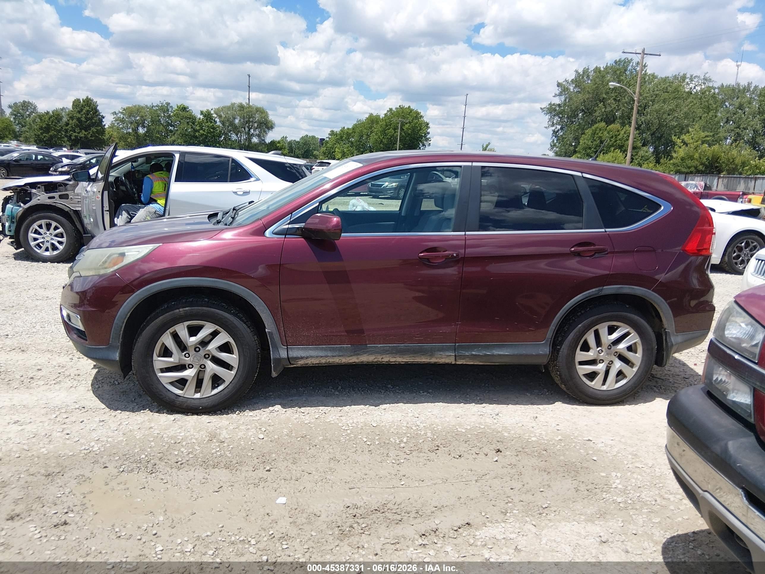 2015 Honda Cr-v Ex Burgundy vin: 5J6RM4H50FL022892