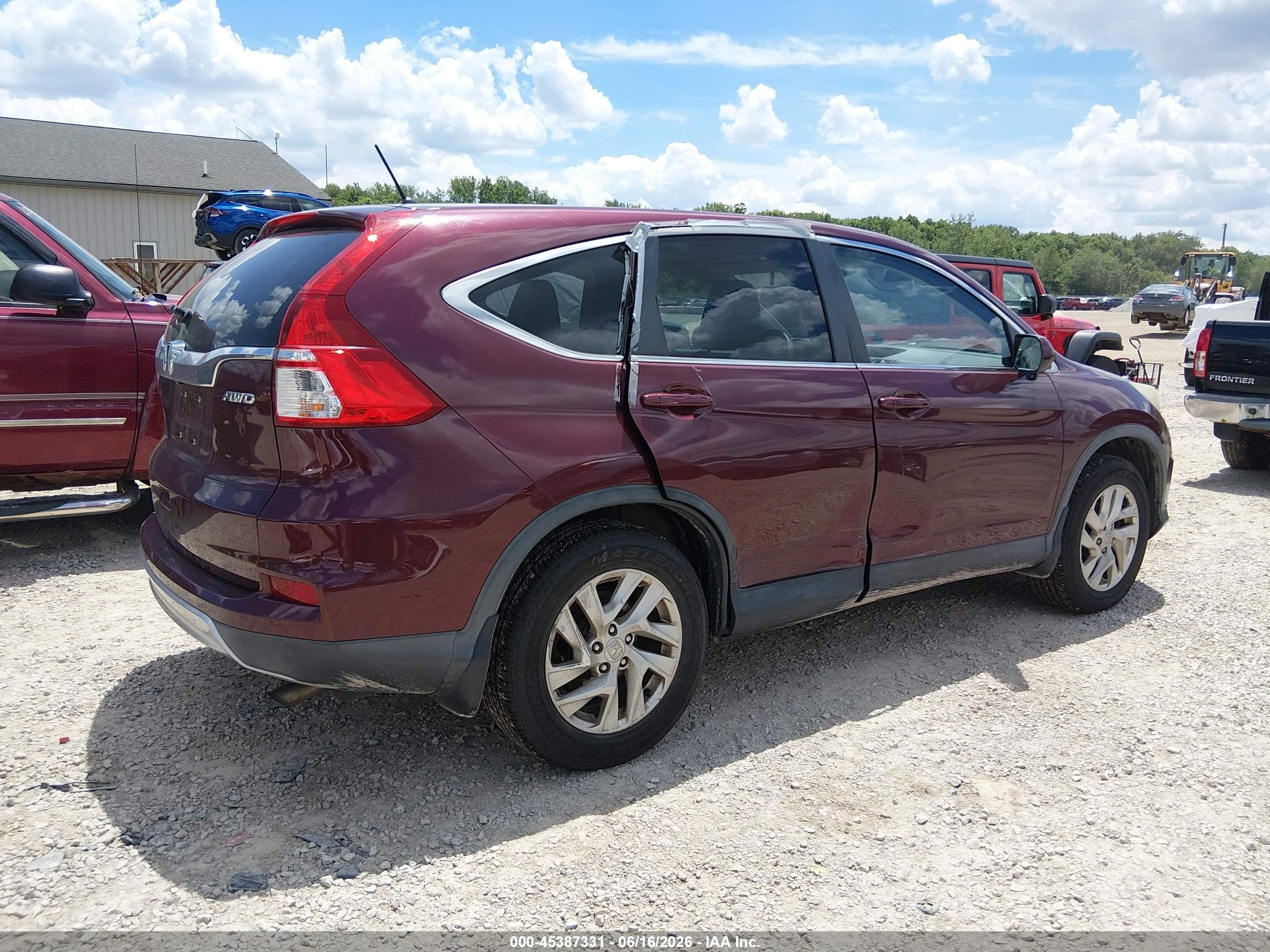 2015 Honda Cr-v Ex Burgundy vin: 5J6RM4H50FL022892