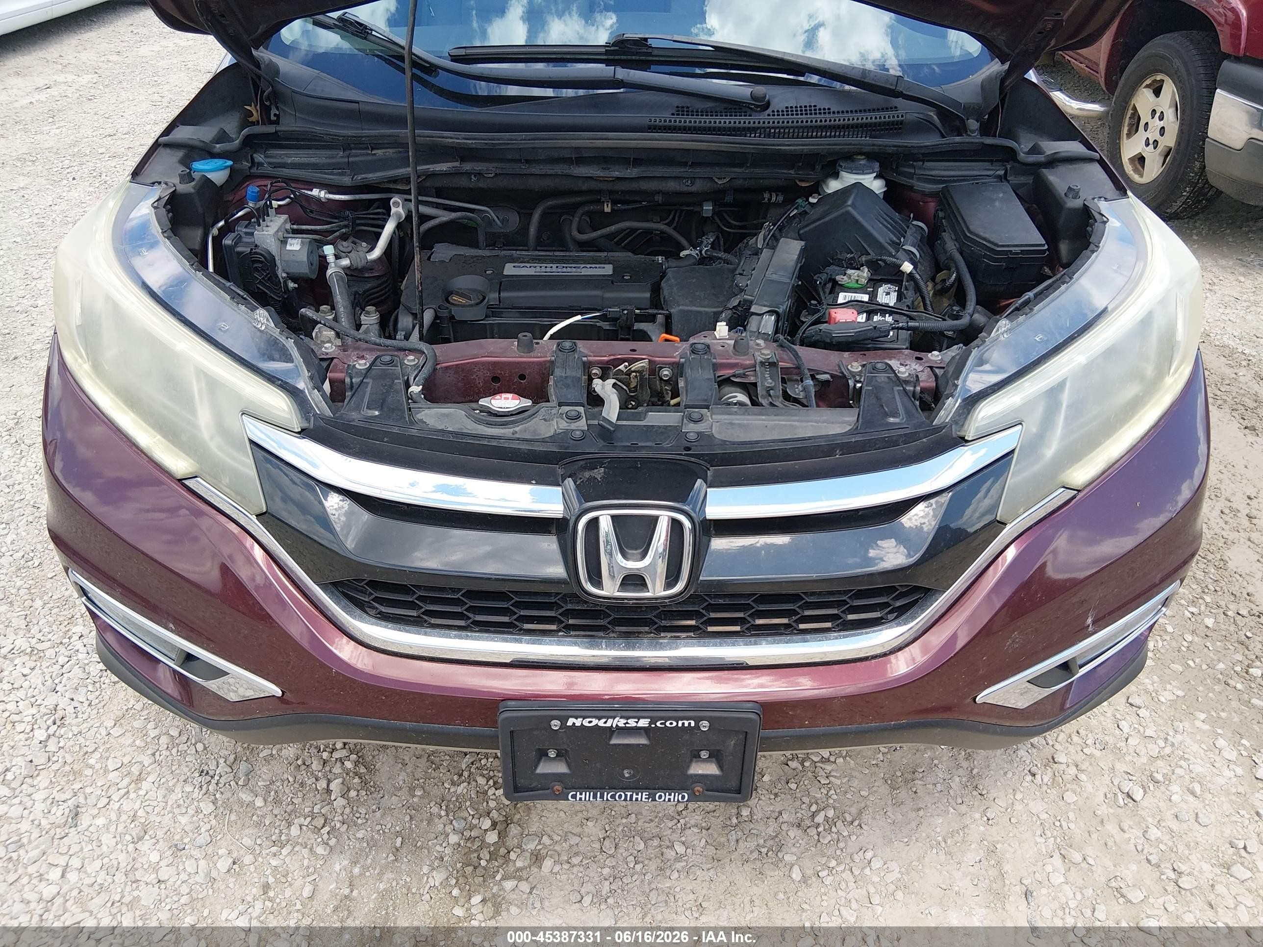2015 Honda Cr-v Ex Burgundy vin: 5J6RM4H50FL022892