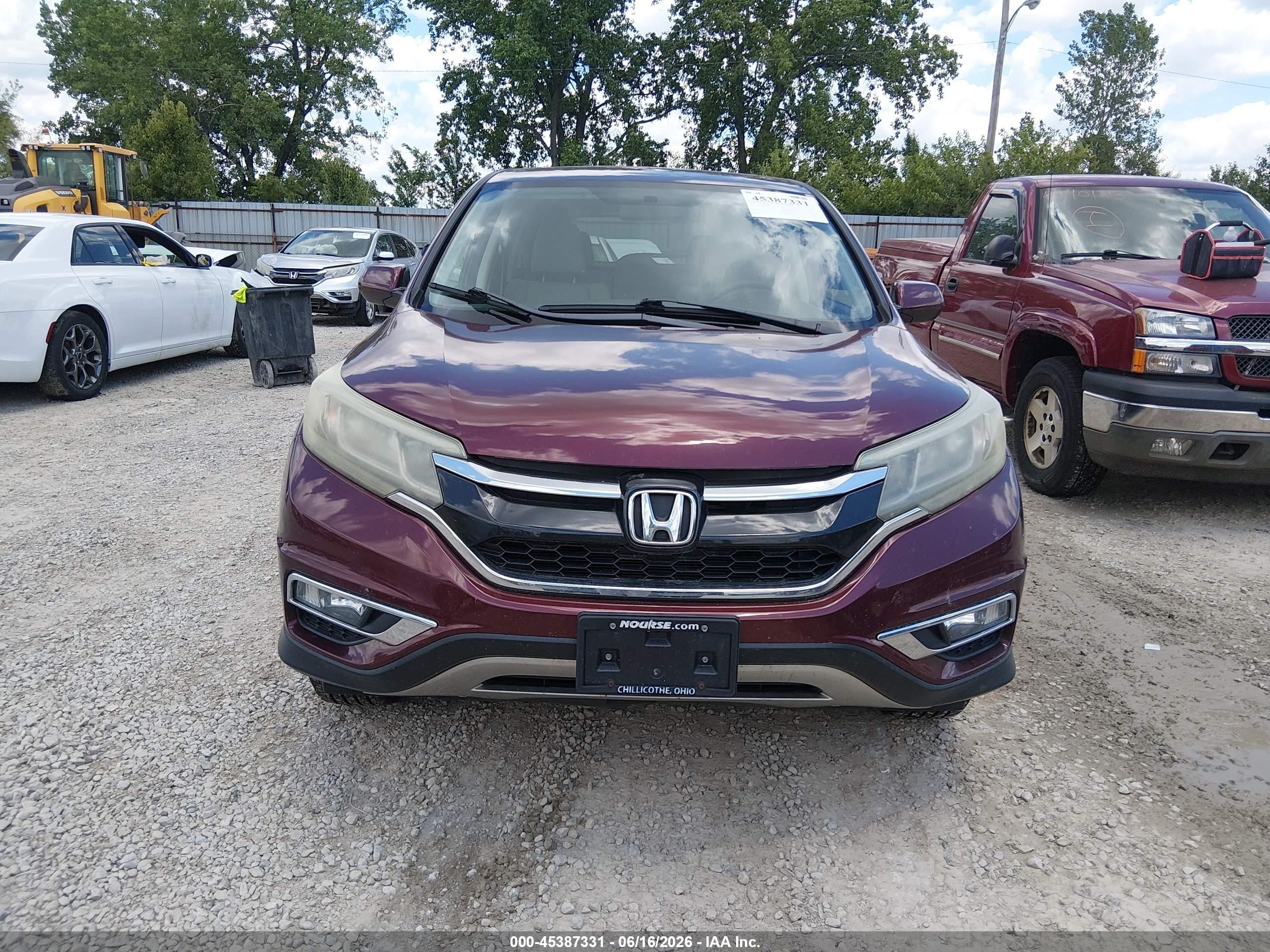 2015 Honda Cr-v Ex Burgundy vin: 5J6RM4H50FL022892