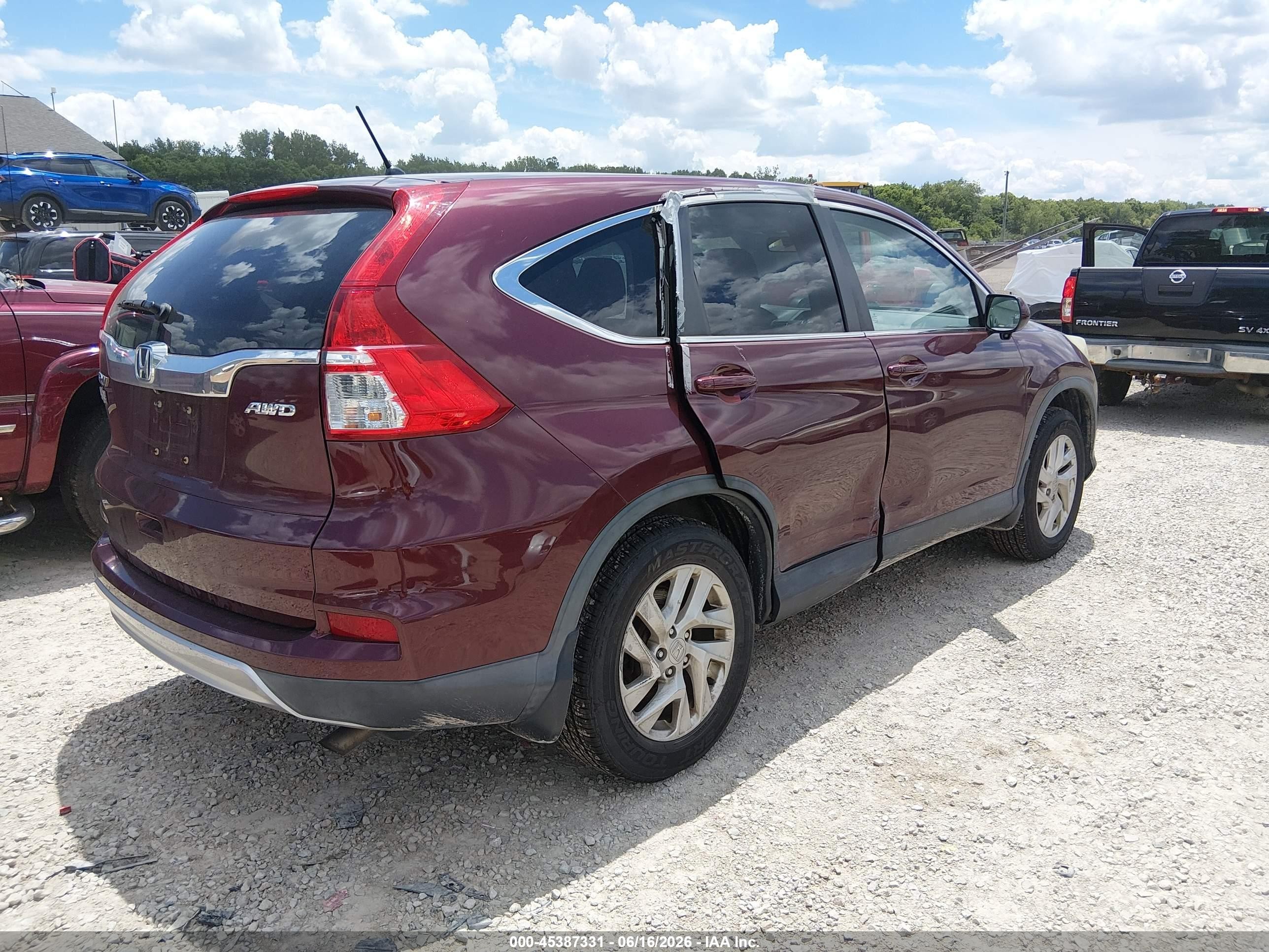 2015 Honda Cr-v Ex Burgundy vin: 5J6RM4H50FL022892