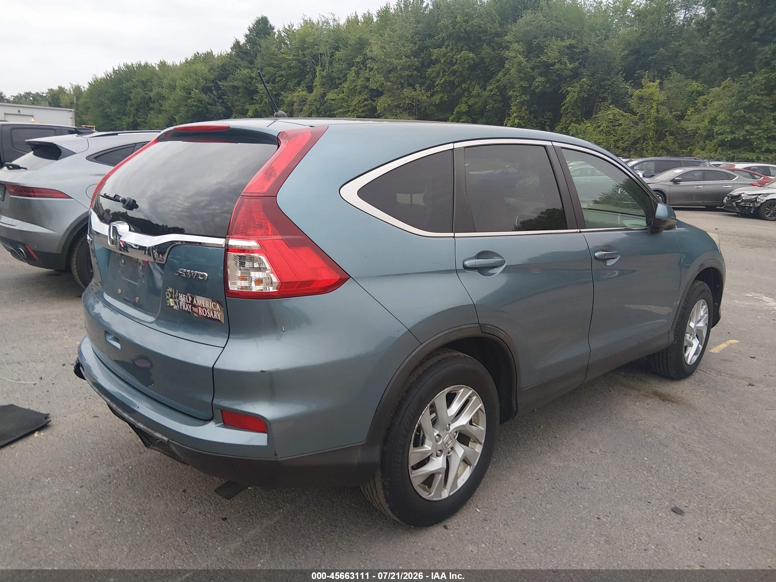 2015 Honda Cr-v Ex Blue vin: 5J6RM4H50FL028126