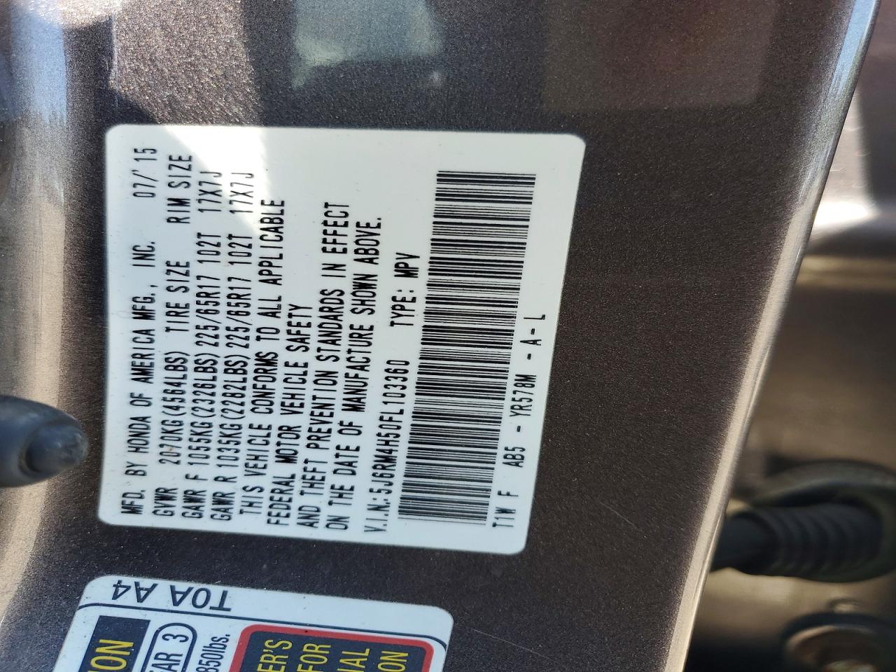 2015 Honda Cr-v Ex Brown vin: 5J6RM4H50FL103360