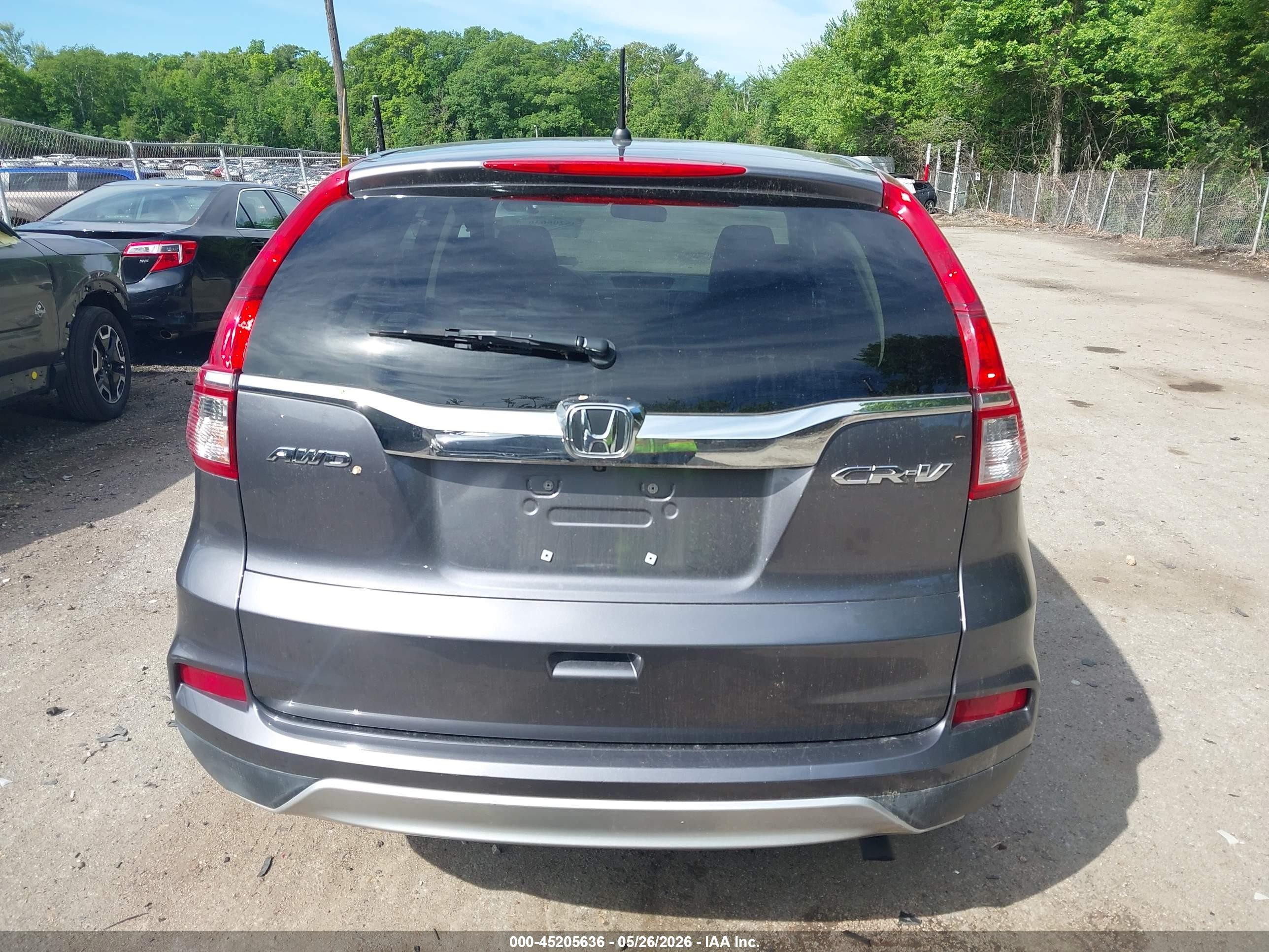 2015 Honda Cr-v Ex Gray vin: 5J6RM4H50FL108347