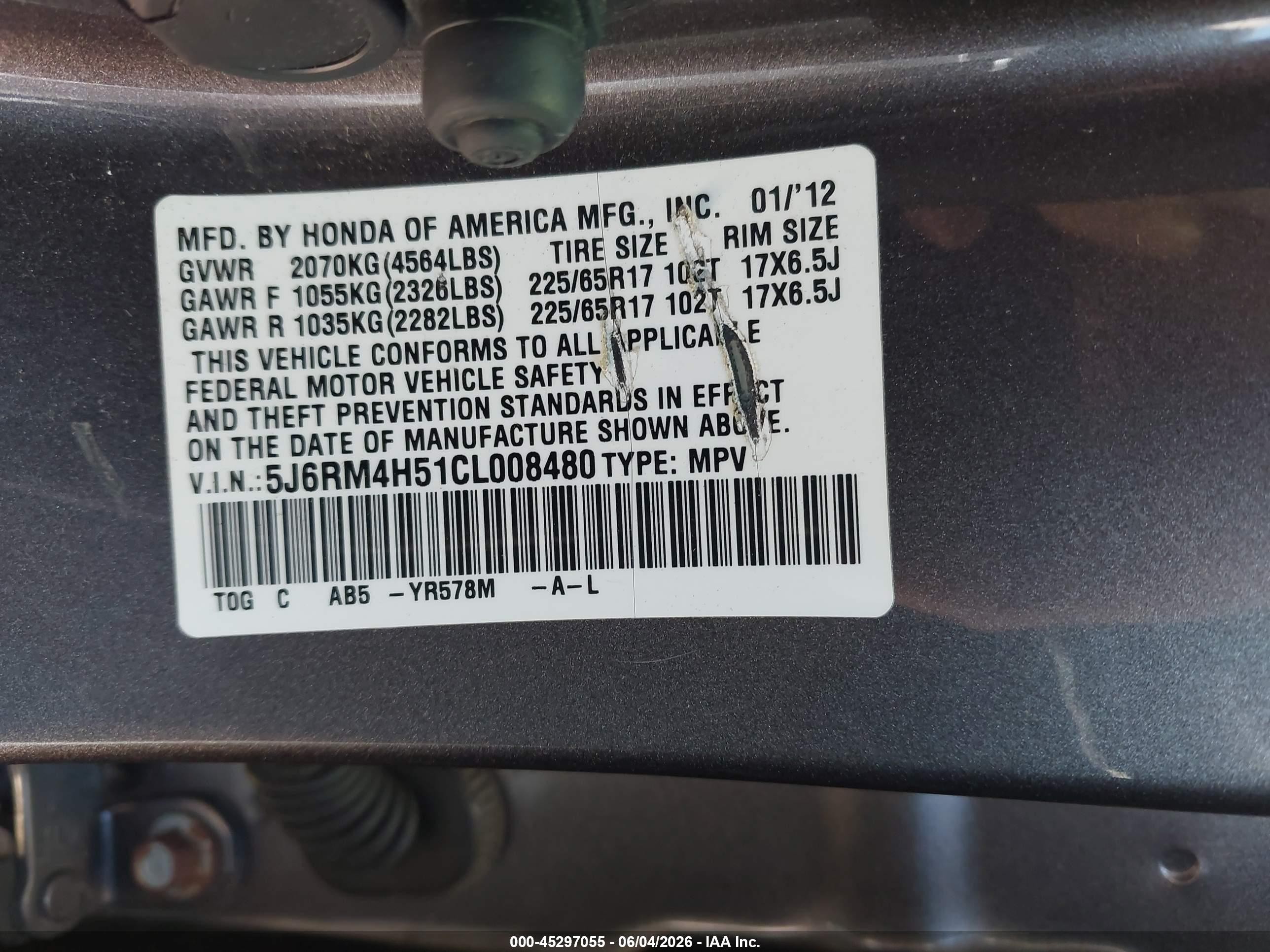 2012 Honda Cr-v Ex Gray vin: 5J6RM4H51CL008480