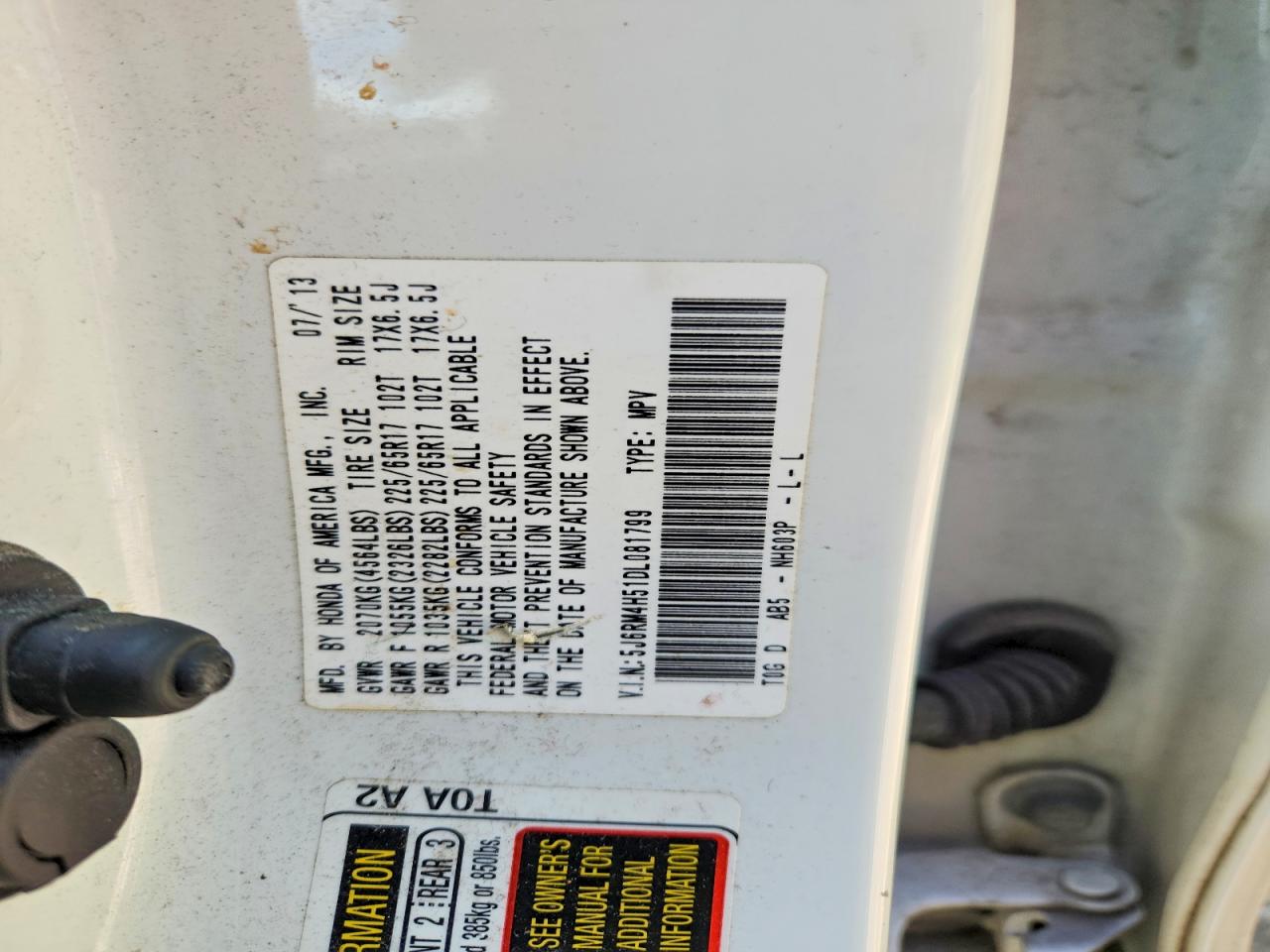 2013 Honda Cr-v Ex Белый vin: 5J6RM4H51DL081799