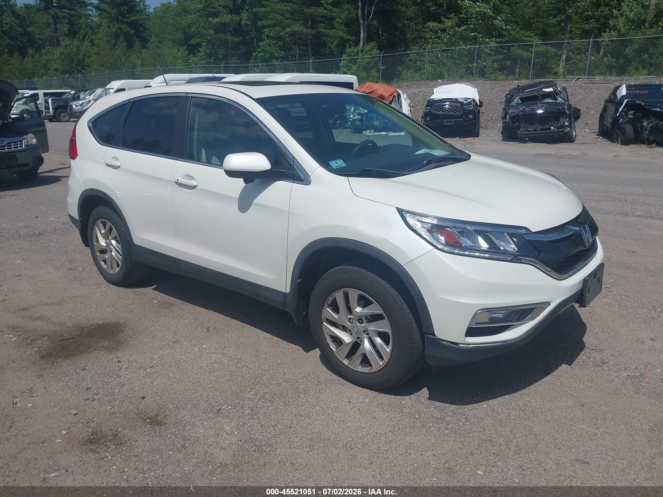 2015 Honda Cr-v Ex White vin: 5J6RM4H51FL056209