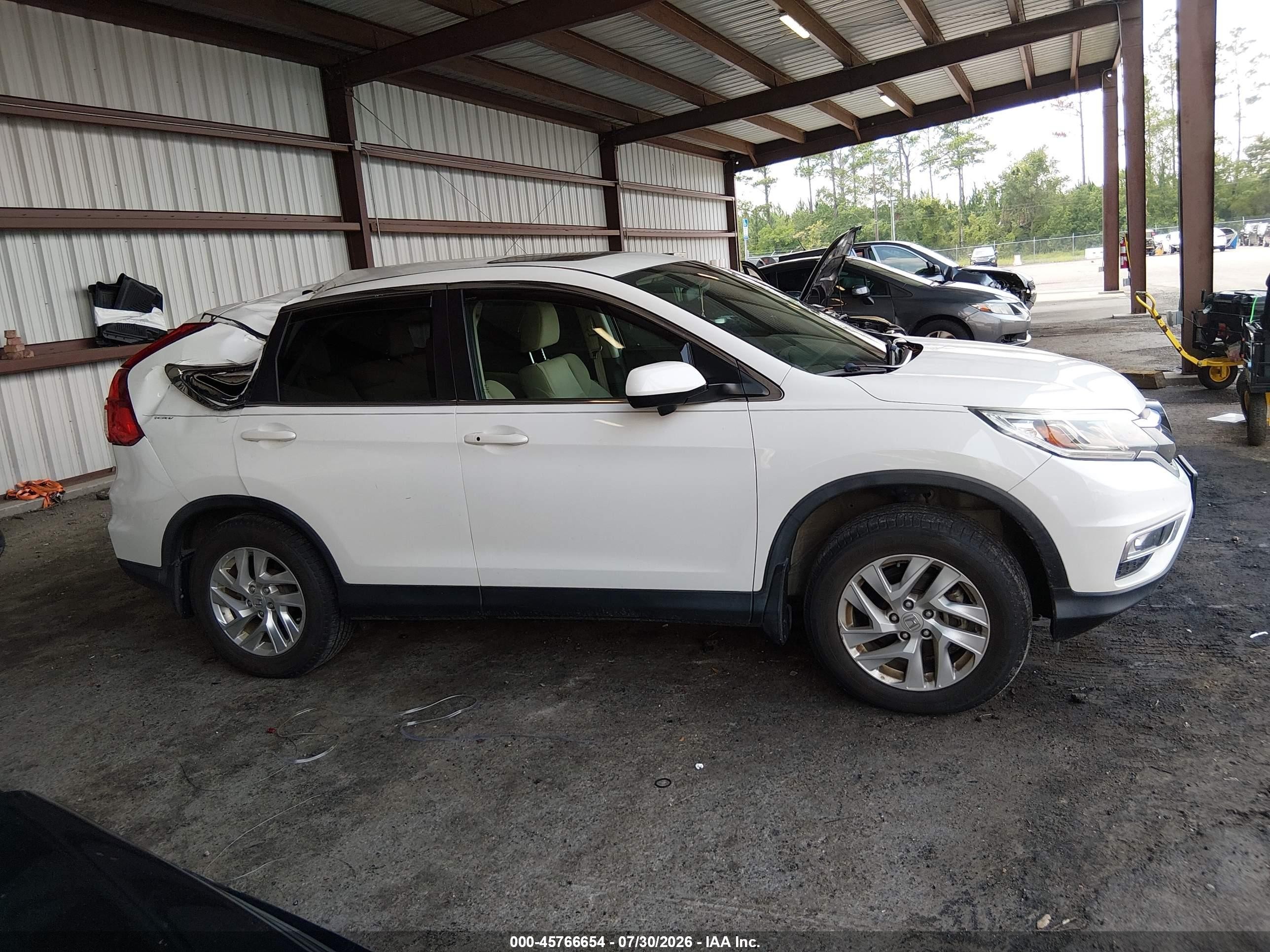 2015 Honda Cr-v Ex White vin: 5J6RM4H51FL059191