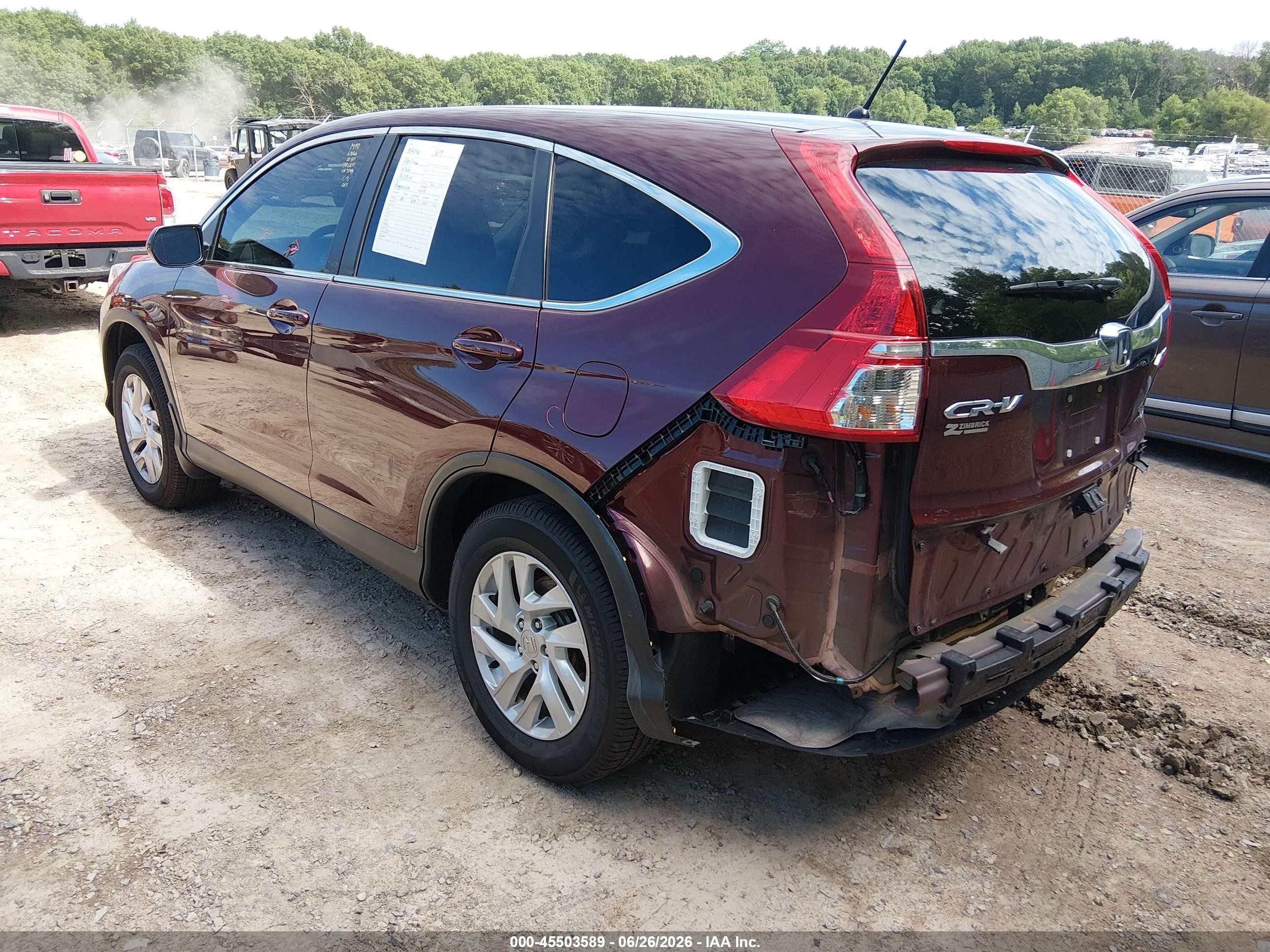2015 Honda Cr-v Ex Burgundy vin: 5J6RM4H51FL113184