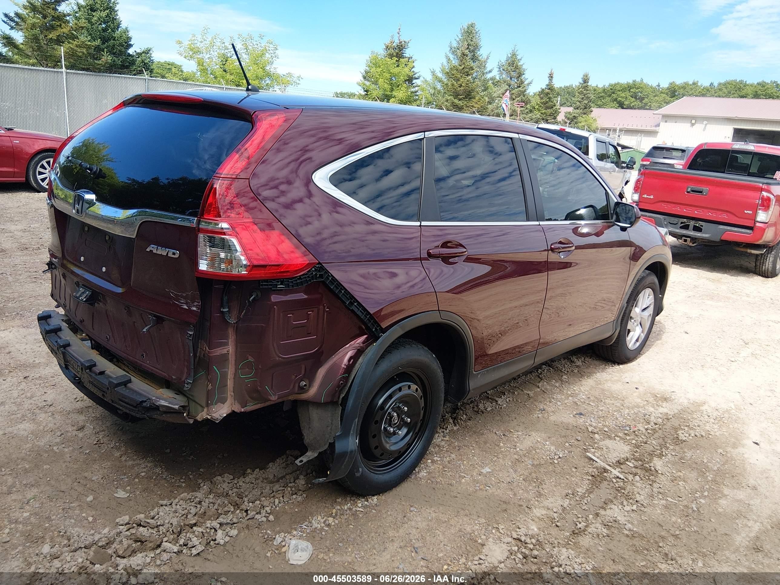 2015 Honda Cr-v Ex Burgundy vin: 5J6RM4H51FL113184