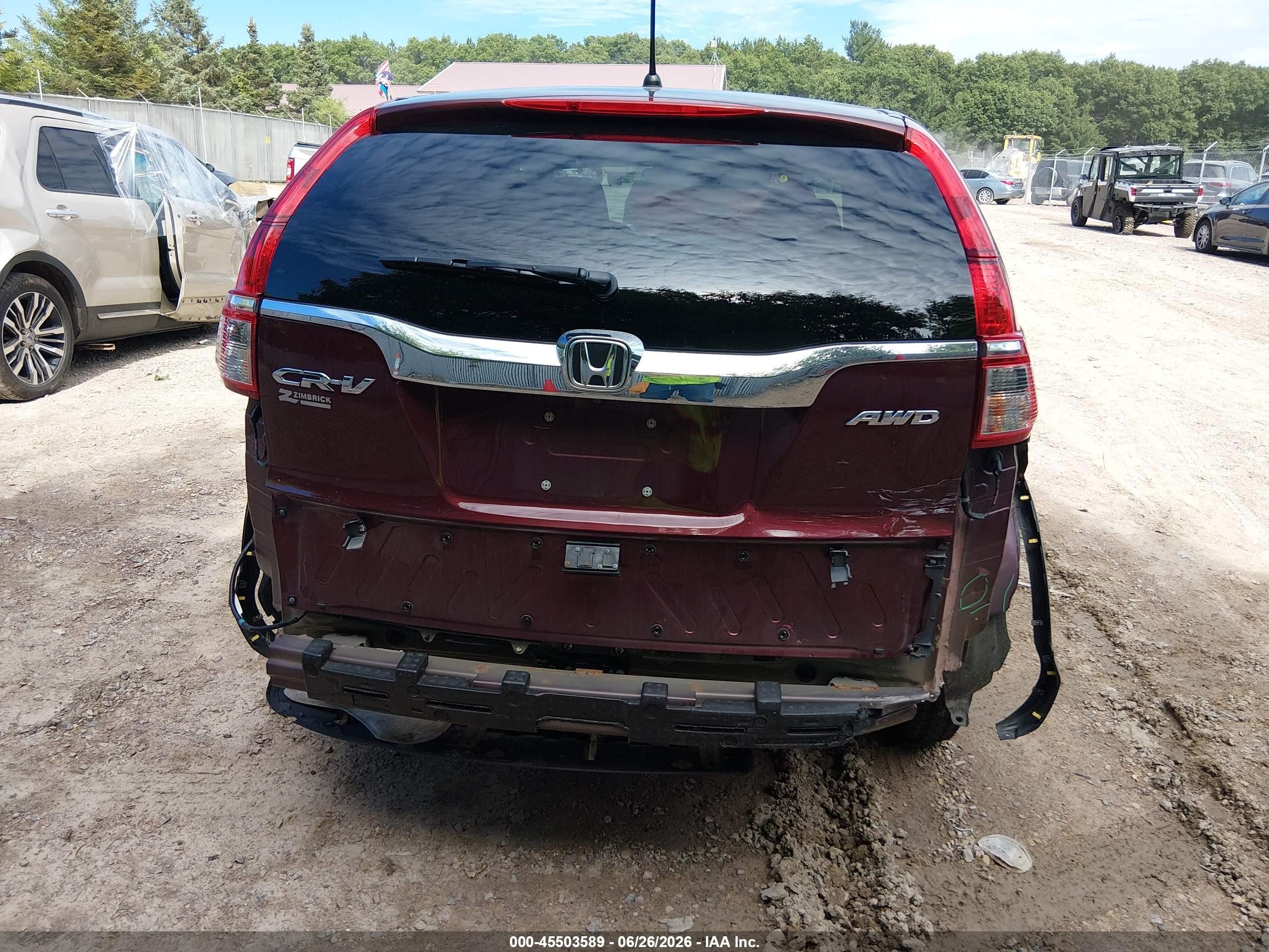 2015 Honda Cr-v Ex Burgundy vin: 5J6RM4H51FL113184